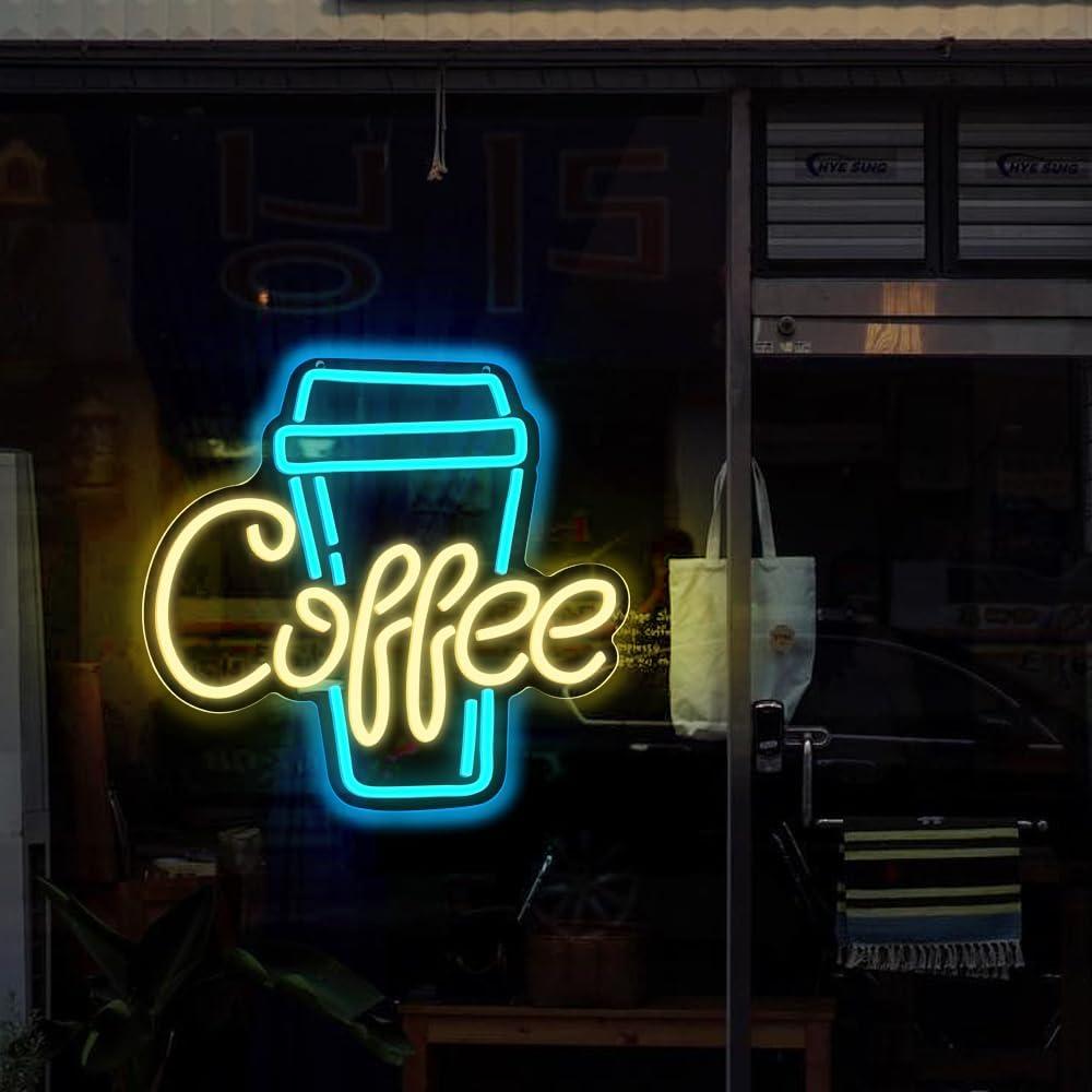 Cartel de Neón LED RuCvixkt B-CoffeeBar para Decoración