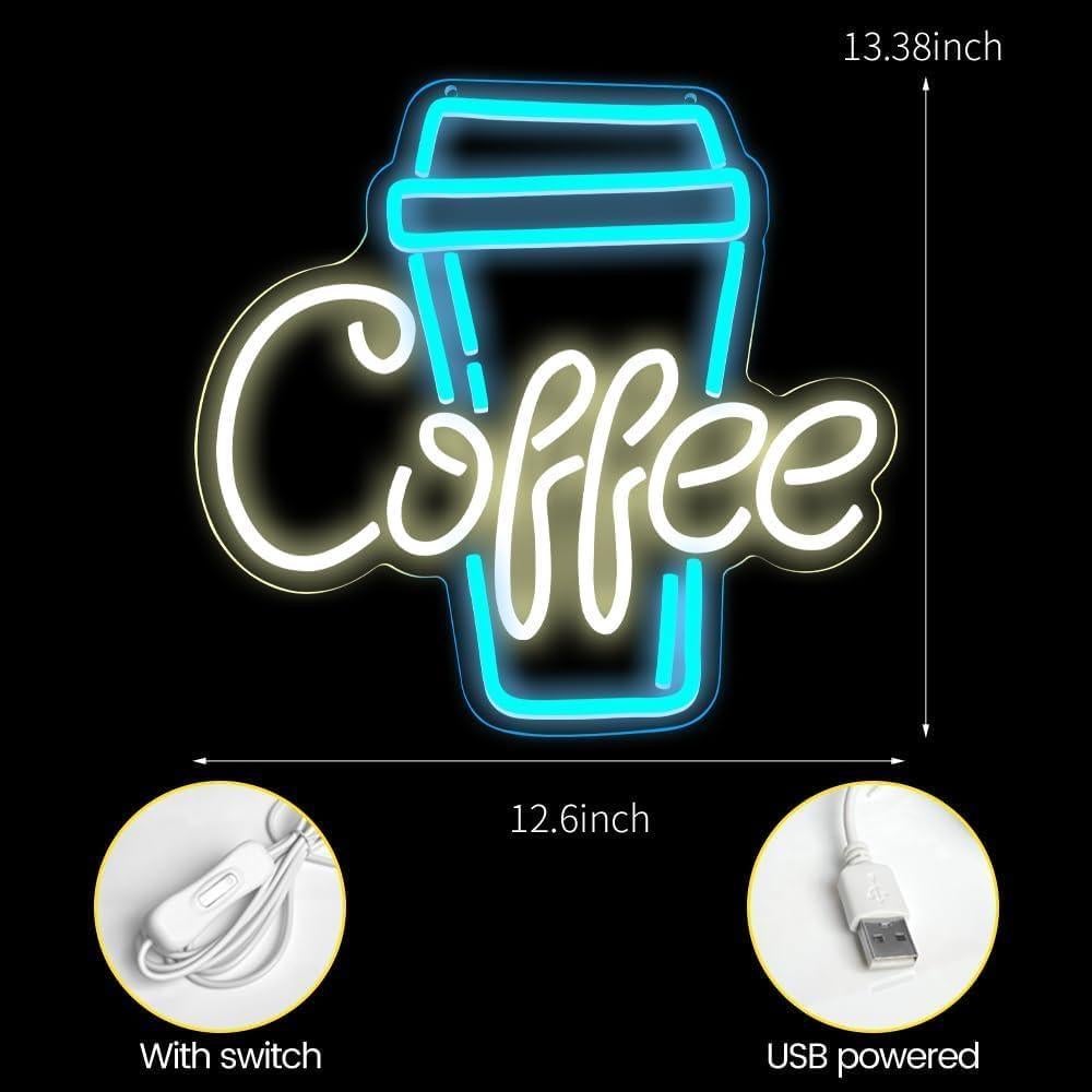Cartel de Neón LED RuCvixkt B-CoffeeBar para Decoración