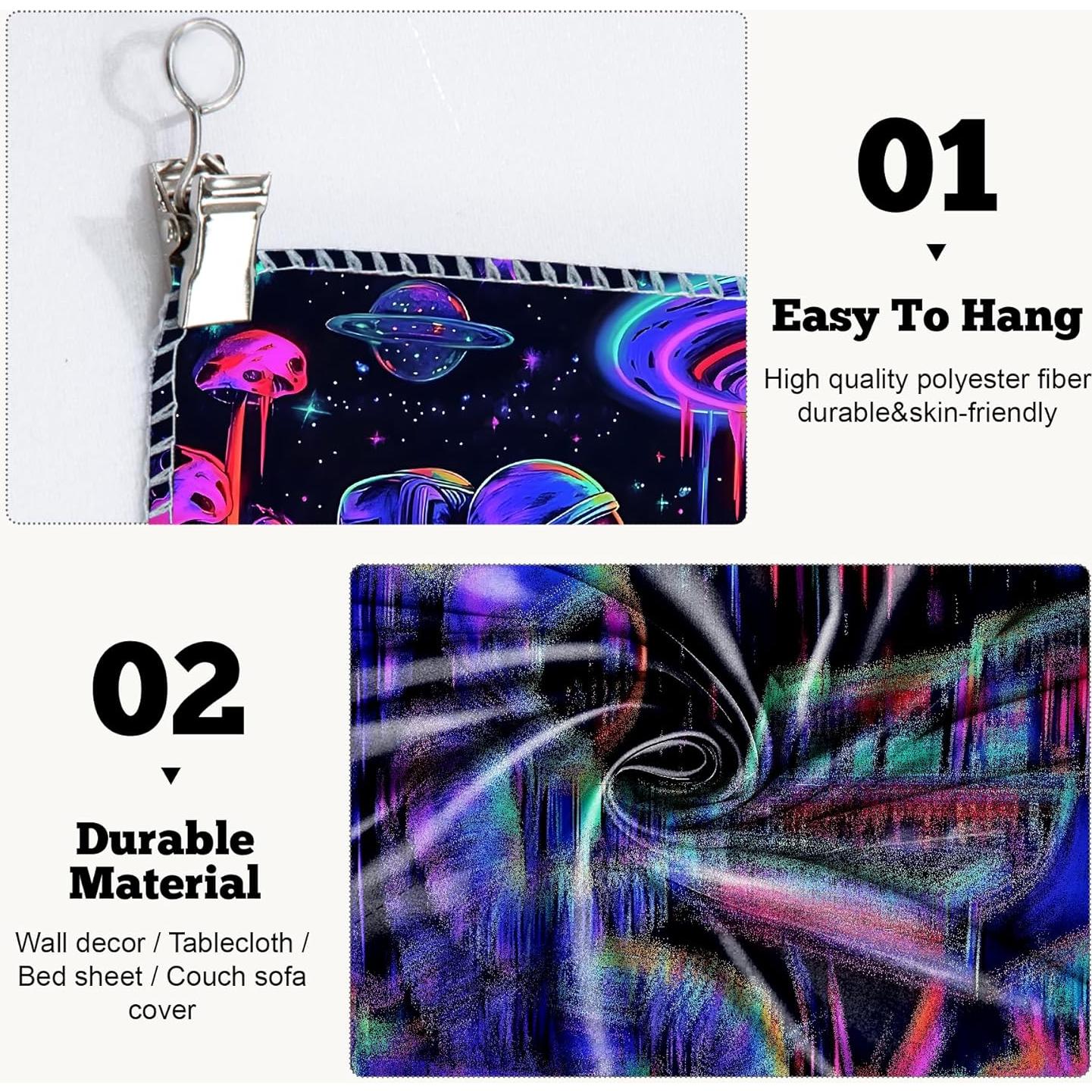 Tapiz Psicodélico BVBOX Astronauta & Piano UV 200x150cm