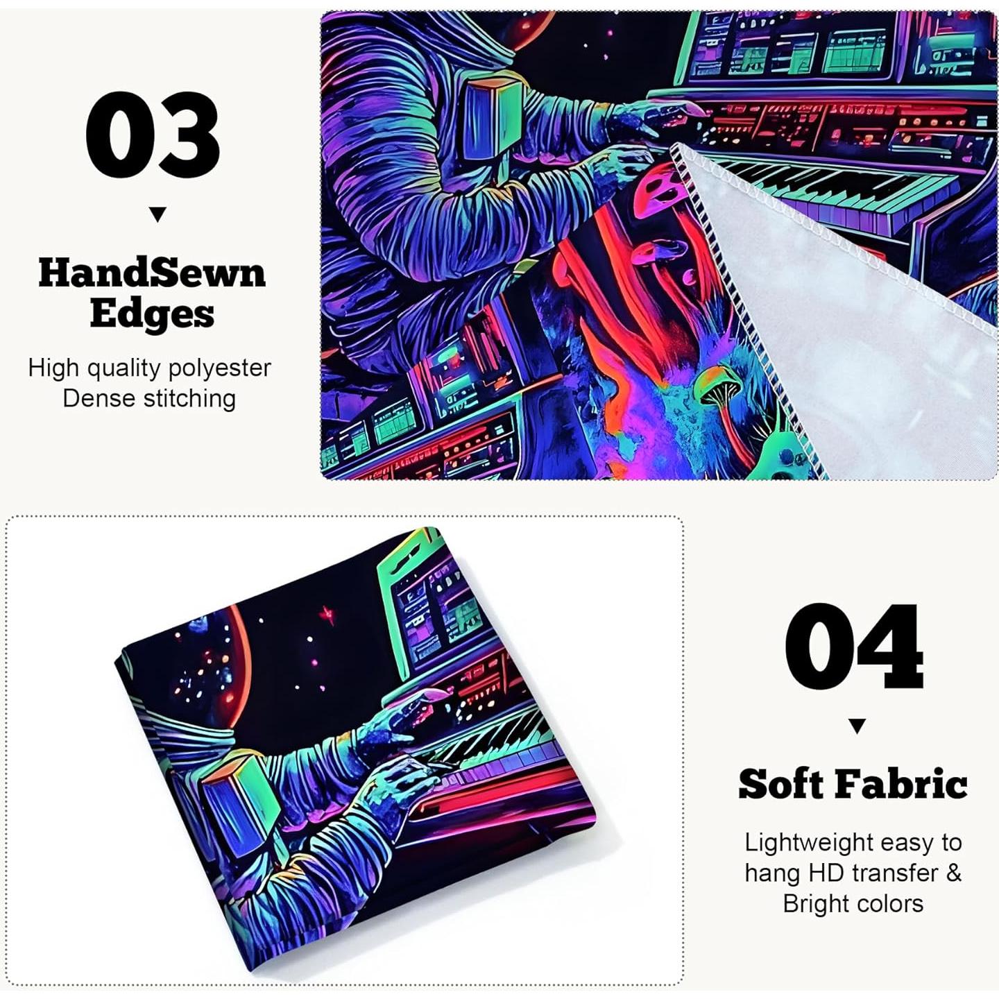 Tapiz Psicodélico BVBOX Astronauta & Piano UV 200x150cm