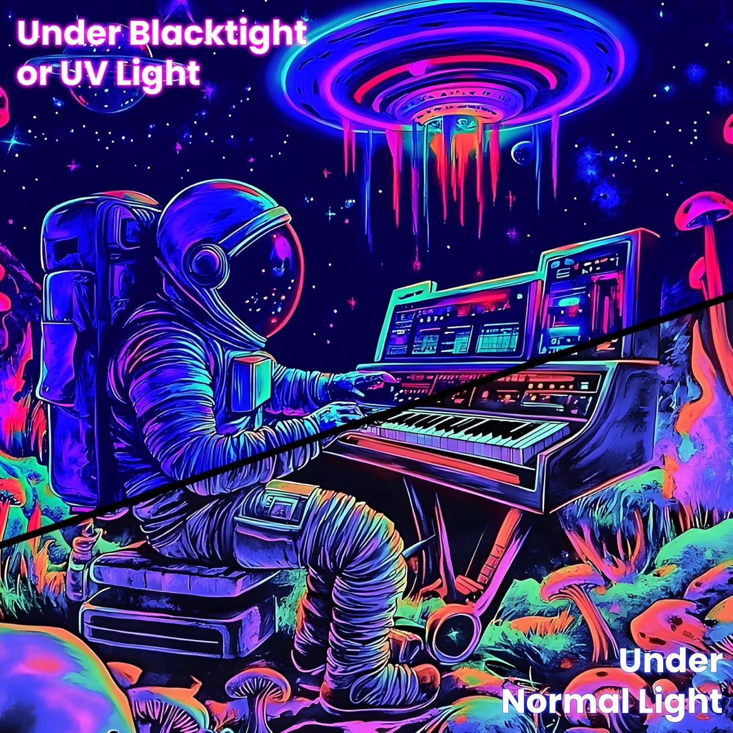 Tapiz Psicodélico BVBOX Astronauta & Piano UV 200x150cm