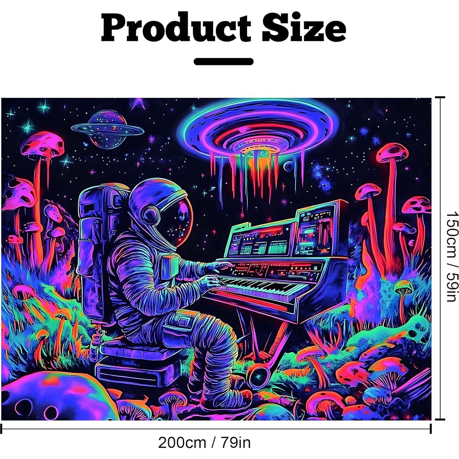 Tapiz Psicodélico BVBOX Astronauta & Piano UV 200x150cm