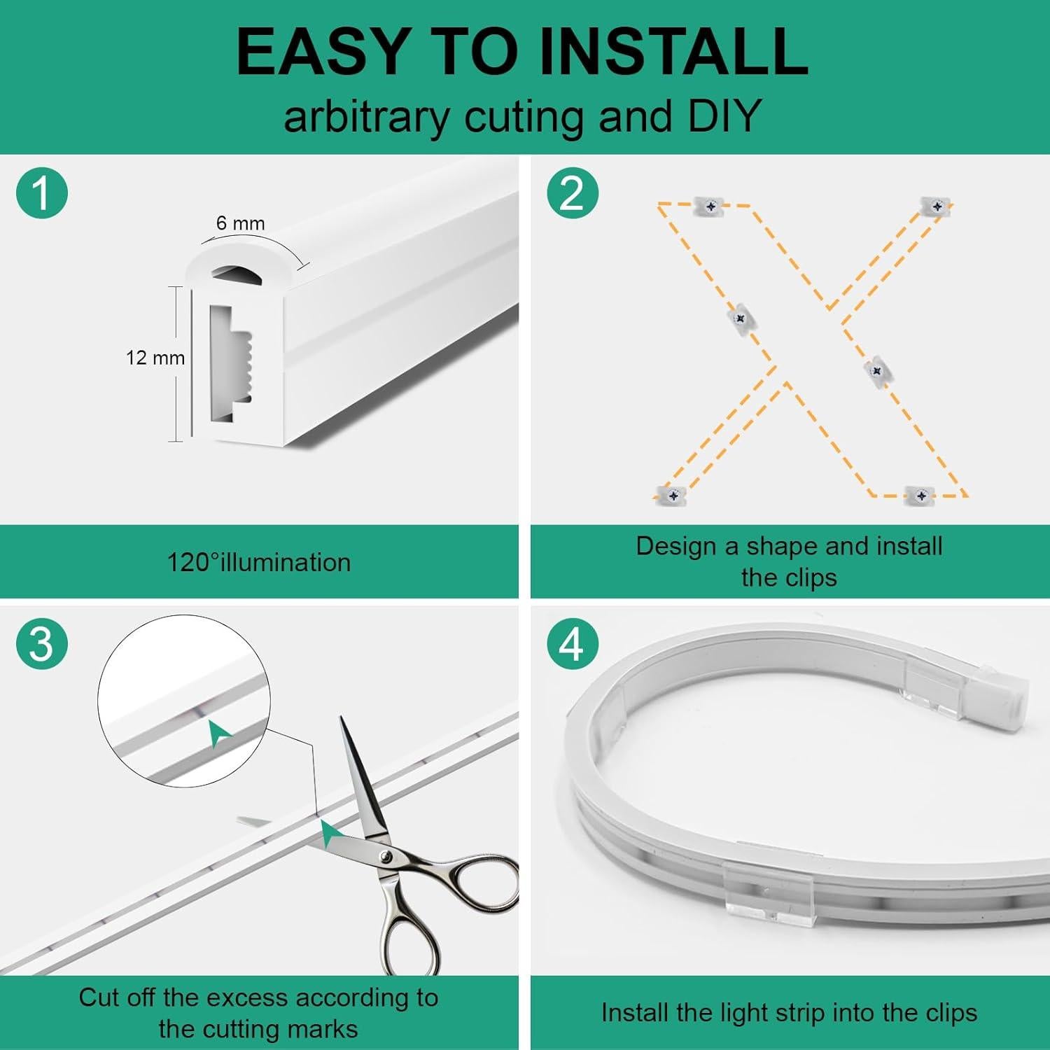 Tira LED Neón Flexible 5m MMEEVT Blanca IP65 para Interior/Exterior