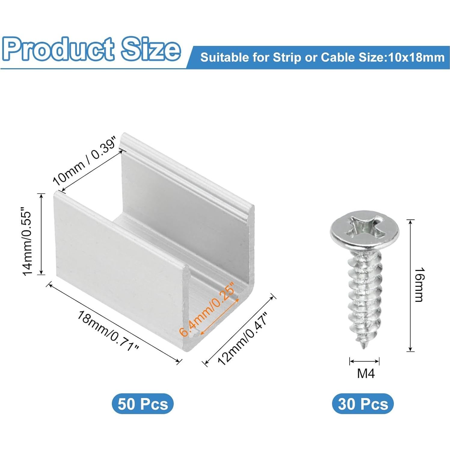 Soportes de Montaje para Luces LED PATIKIL 30 Pcs Aluminio 10x18mm