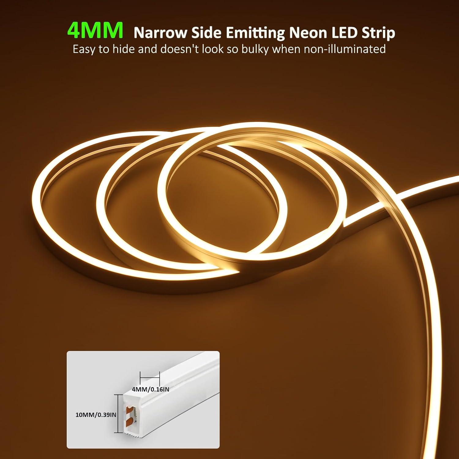 Tira de LED Neón JOYLIT 4x10MM 24V IP67 5M 3000K Blanco Cálido