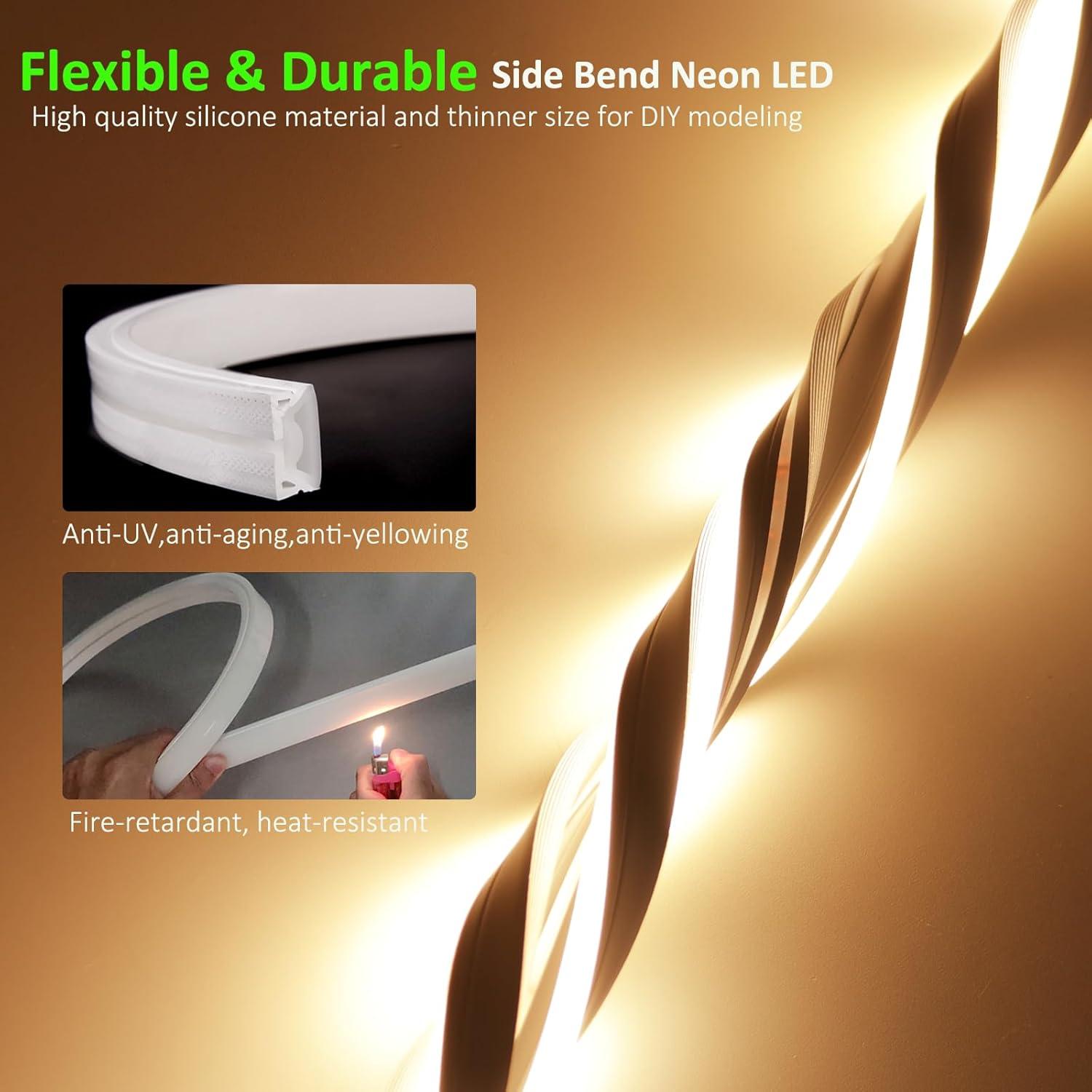 Tira de LED Neón JOYLIT 4x10MM 24V IP67 5M 3000K Blanco Cálido