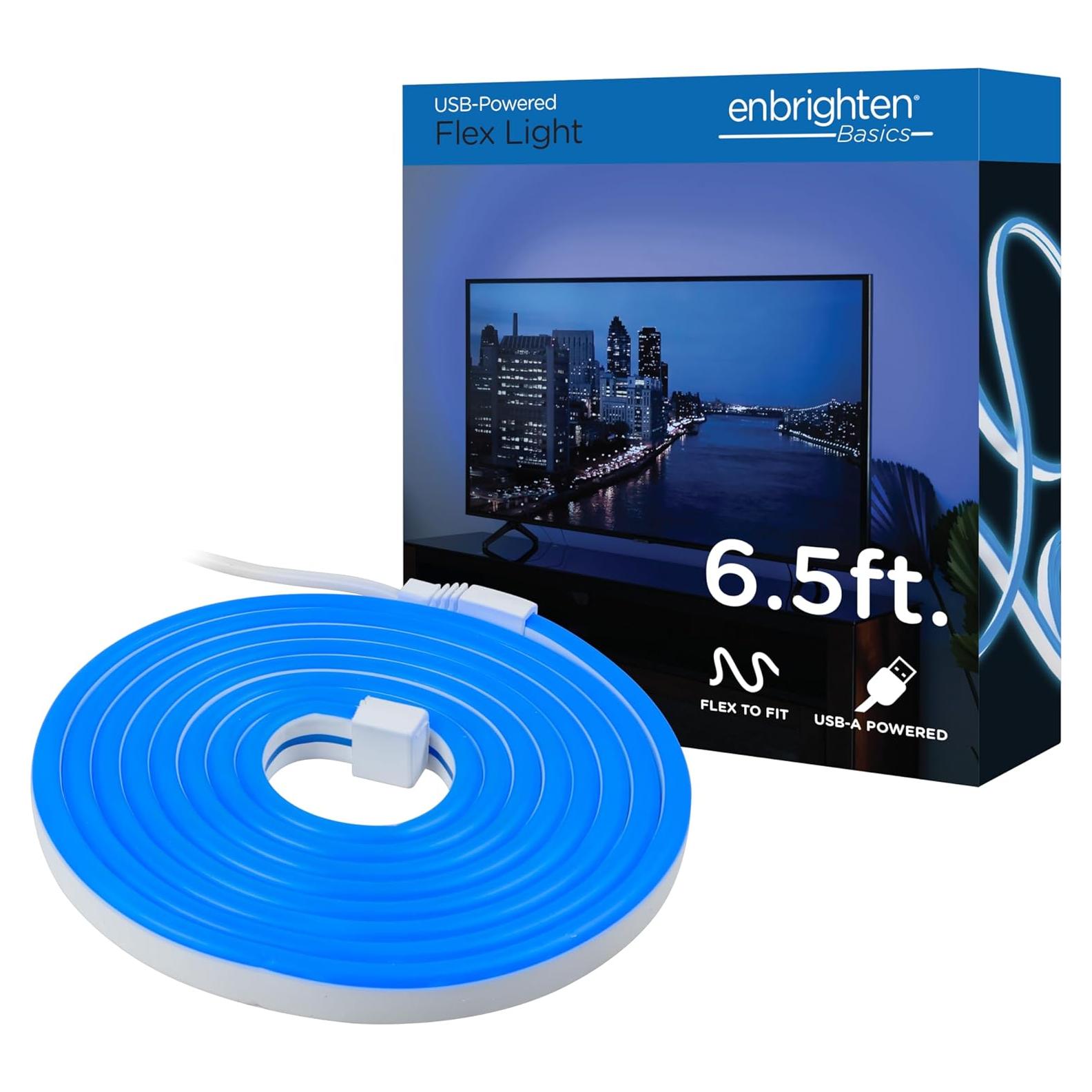 Luz LED flexible Enbrighten 1.98m USB Azul para juegos