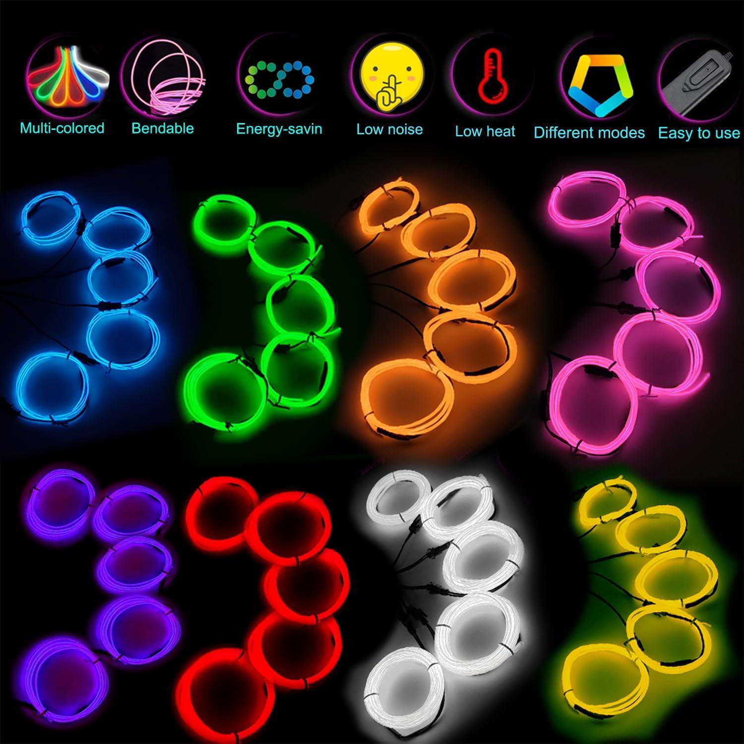 MaxLax Cable Electroluminiscente 8Pack 5x1m Multicolor