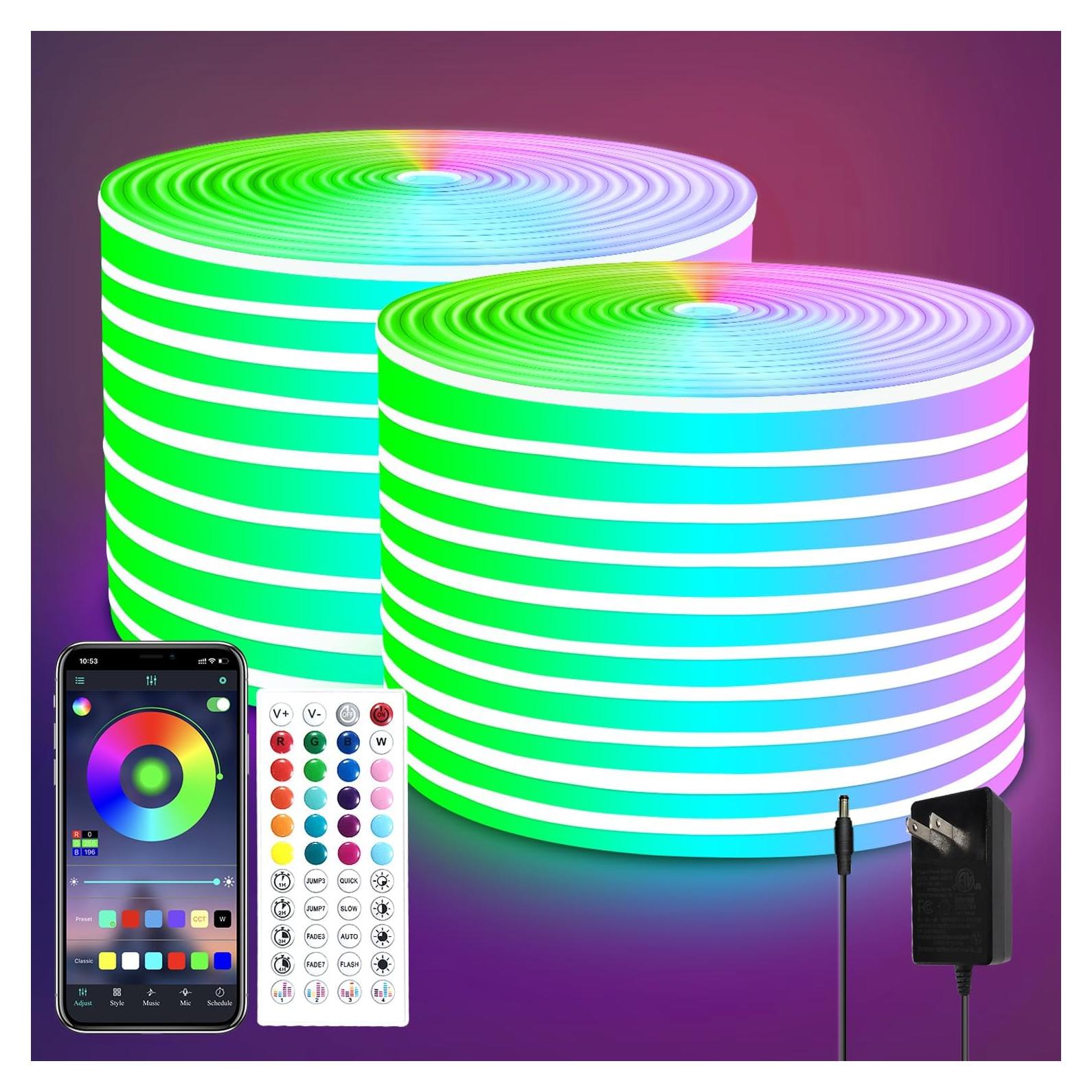 Luces de Cuerda LED Neón 30.48m Vimeepro RGB Control Remoto