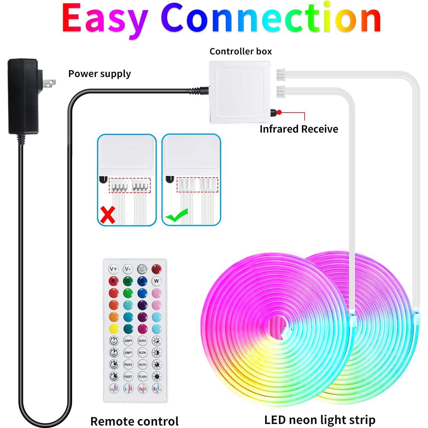 Luces de Cuerda LED Neón 30.48m Vimeepro RGB Control Remoto