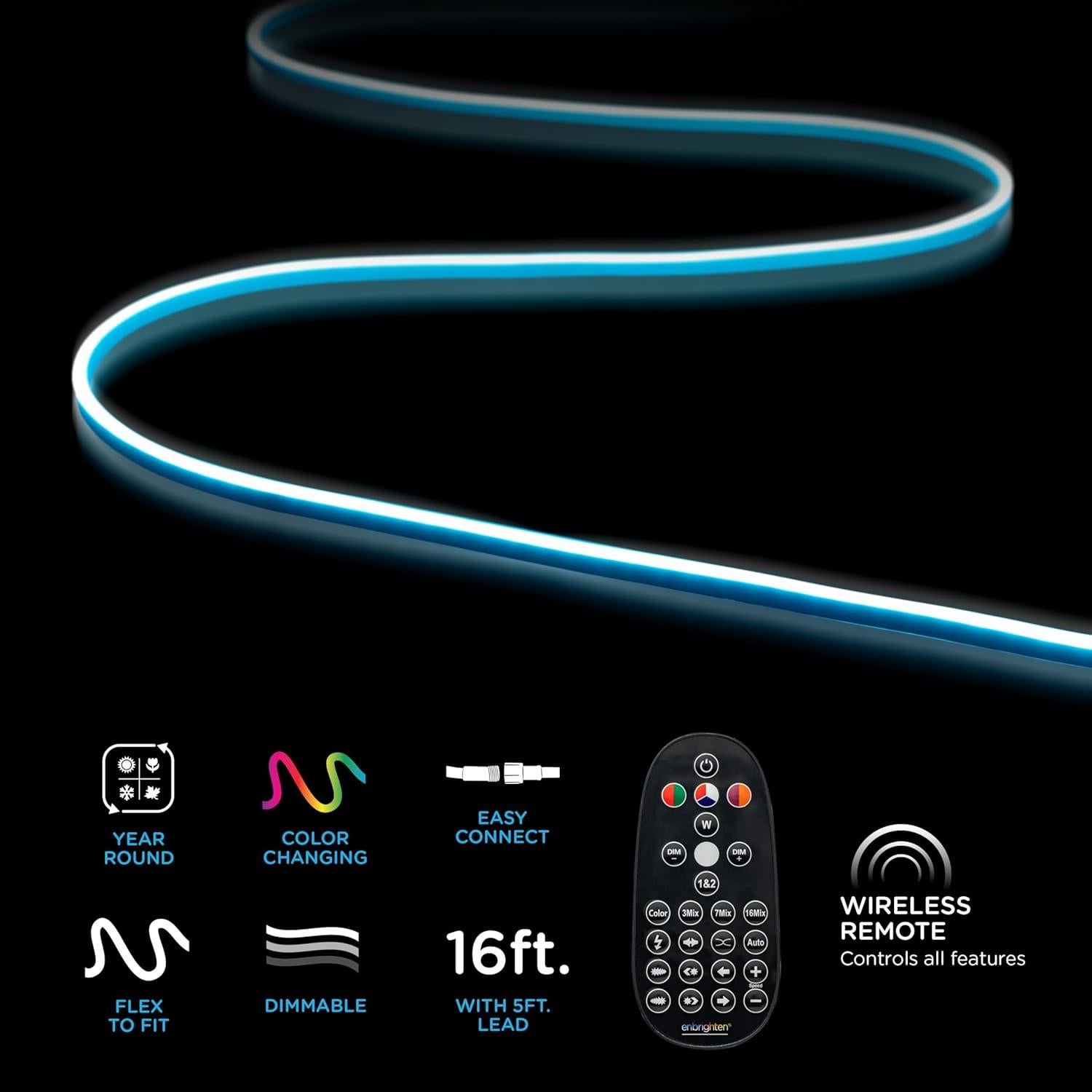 Luz LED Flexible RGB Enbrighten 4.88m con Control Remoto