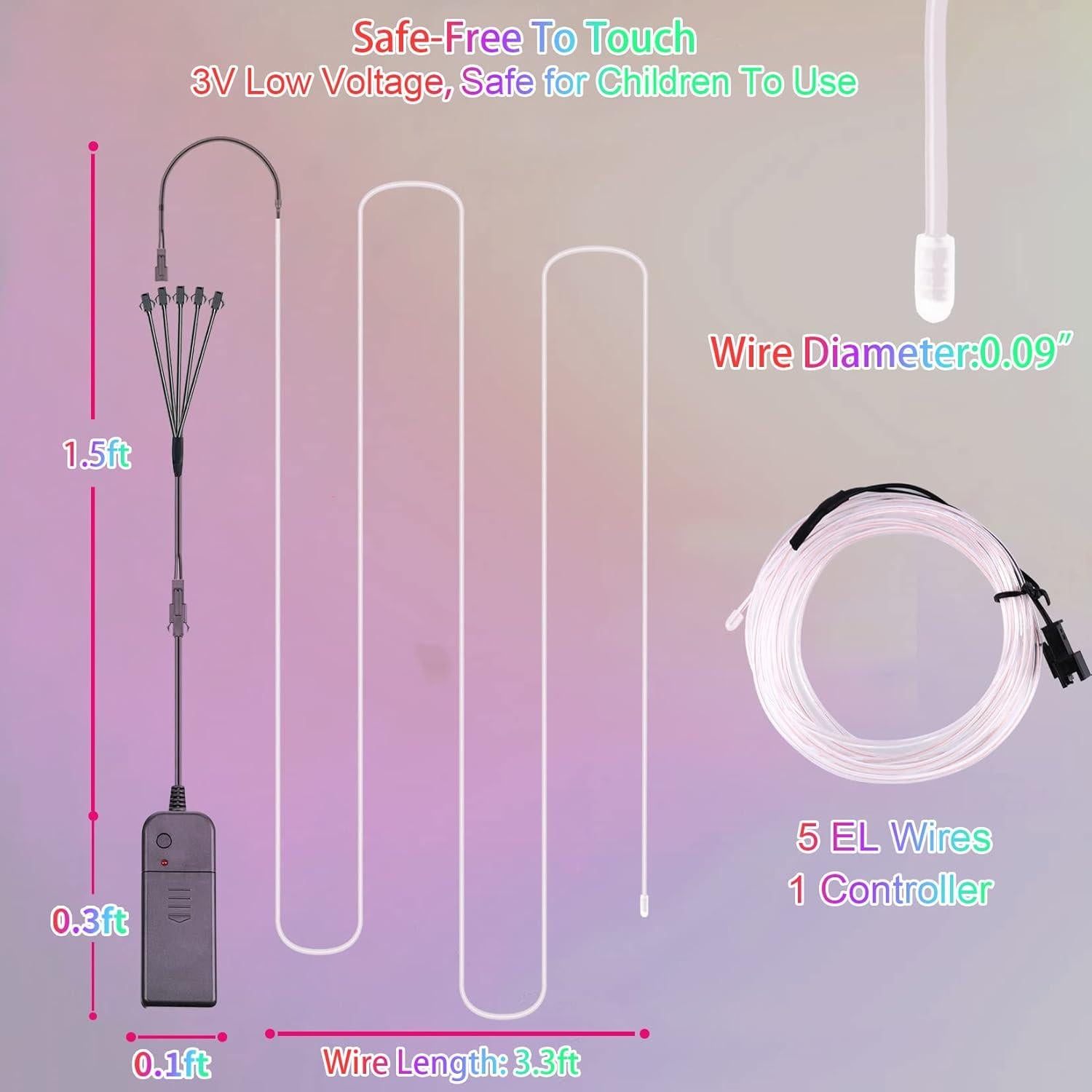 Cable de Luces de Neón EL 1M Azul Hielo Portátil DIY