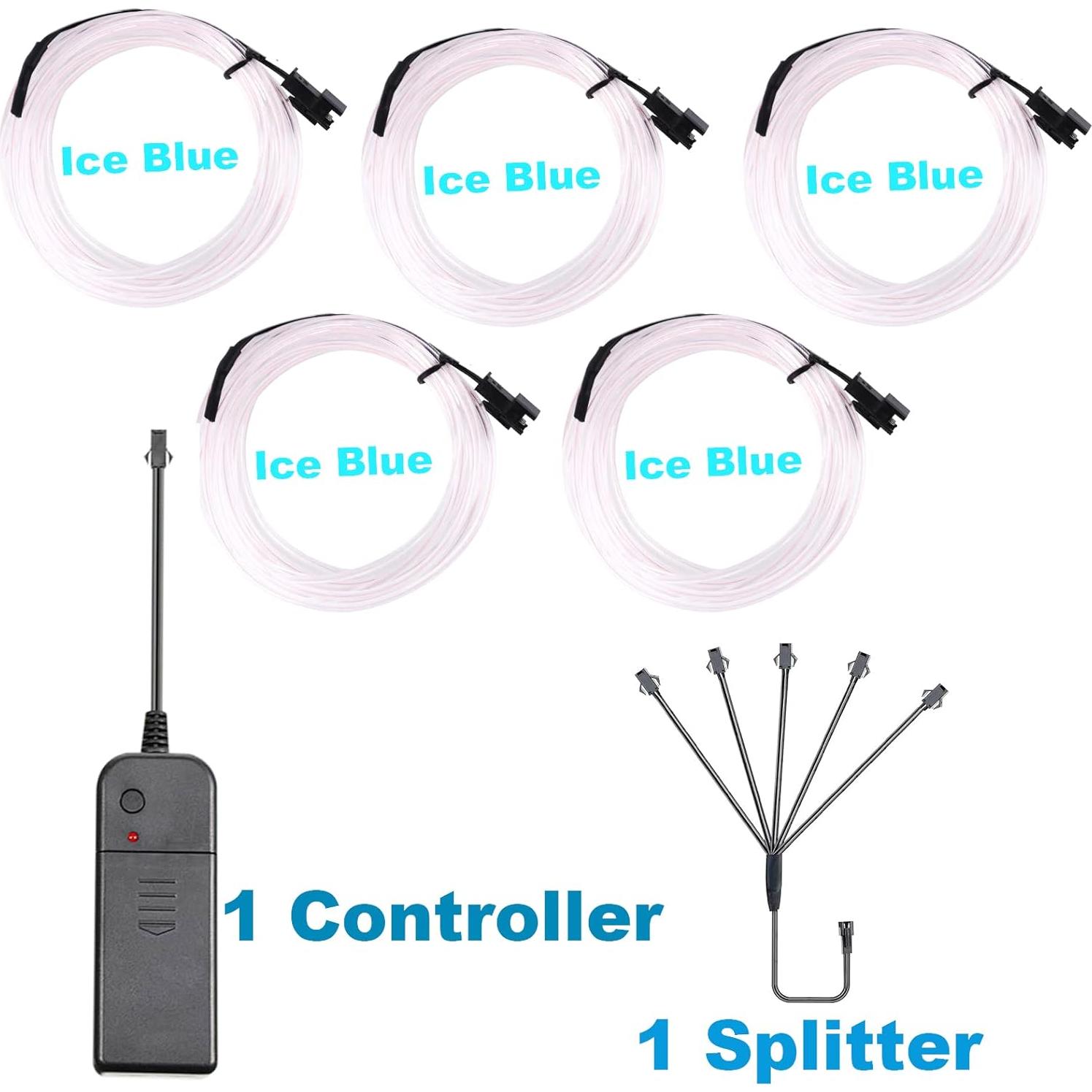 Cable de Luces de Neón EL 1M Azul Hielo Portátil DIY