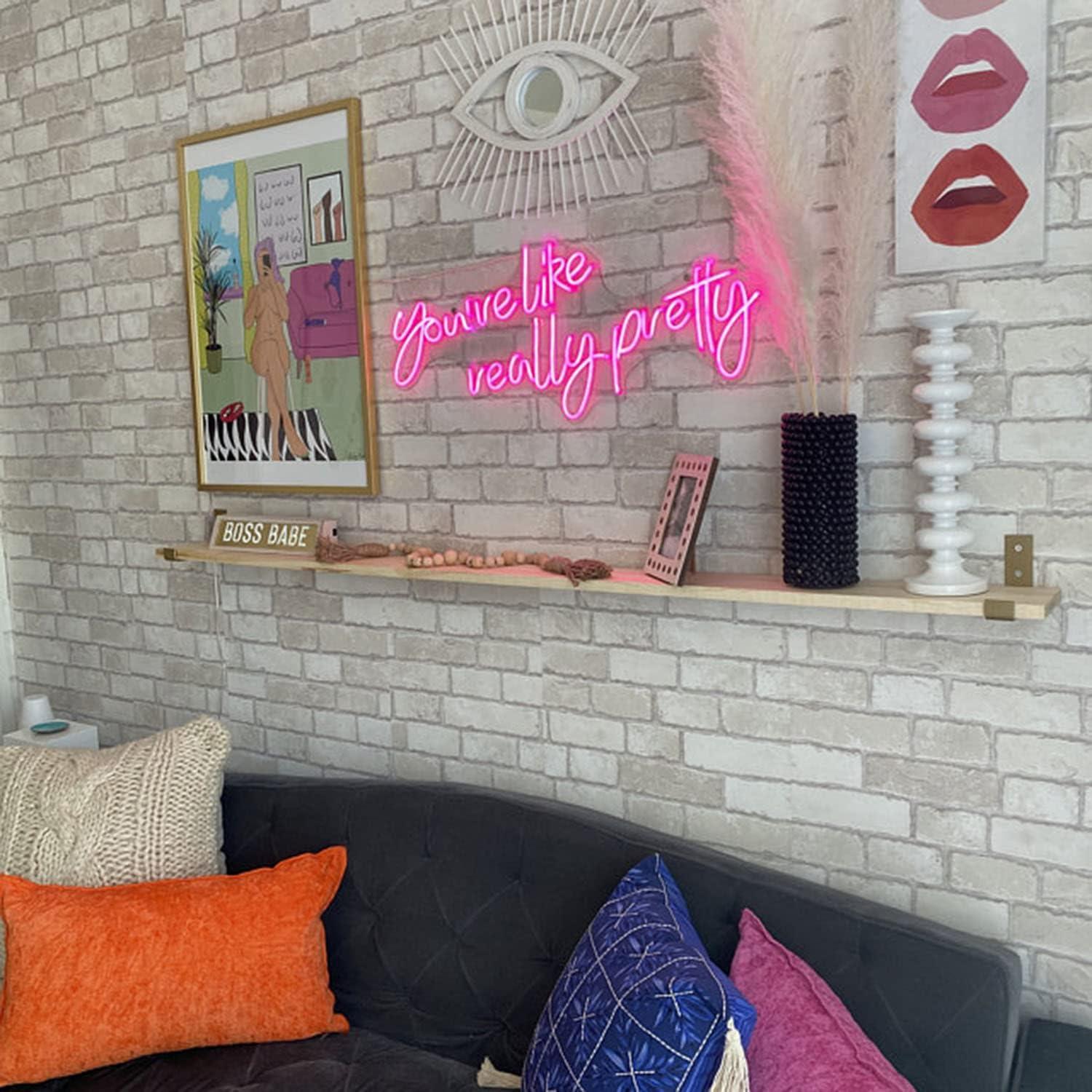 You're Like Really Pretty Neon Sign for Bedroom Decor Led Flex Neon Light Sign Bride Party Room Wedding Wall Decor Home Room Personalized Gift (Pink)