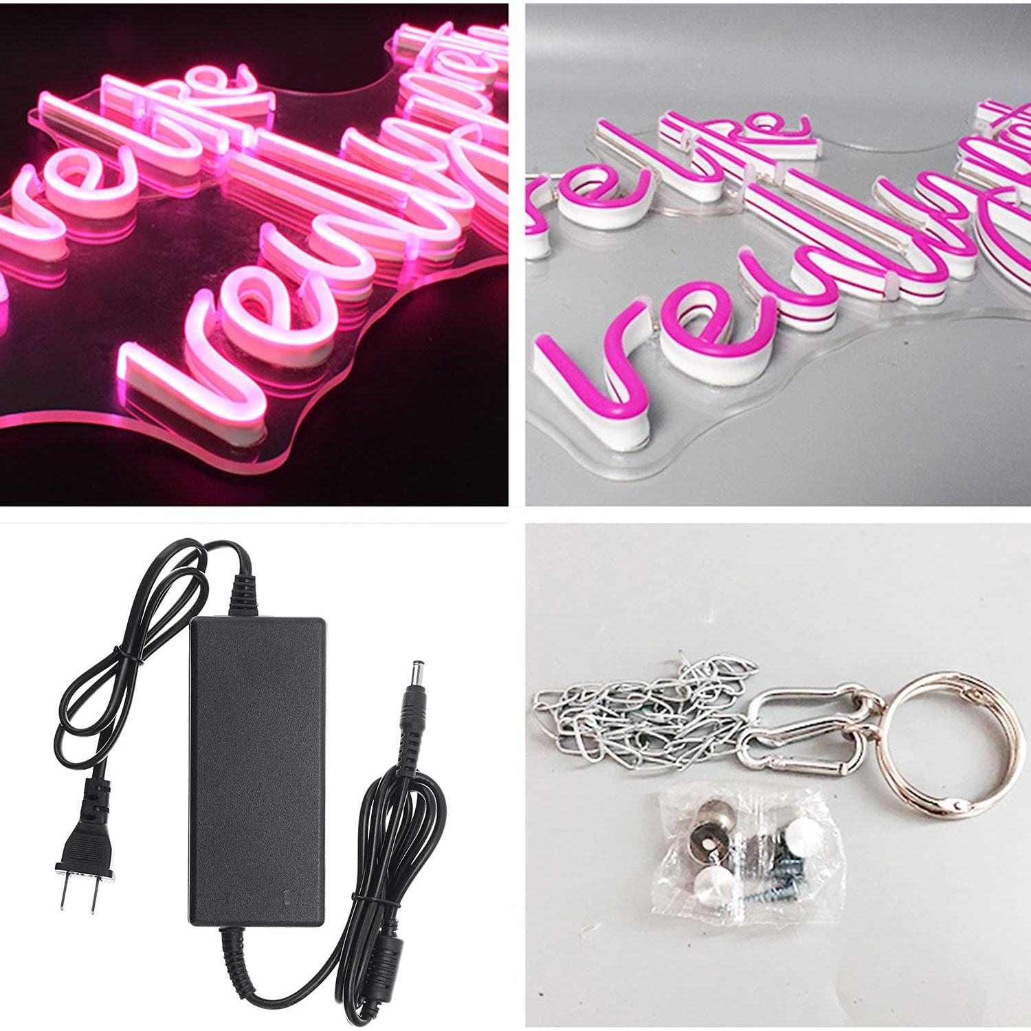 You're Like Really Pretty Neon Sign for Bedroom Decor Led Flex Neon Light Sign Bride Party Room Wedding Wall Decor Home Room Personalized Gift (Pink)