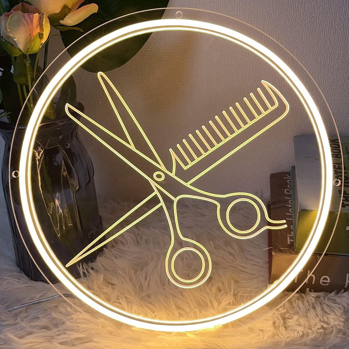 Letrero de Neón LED Tijeras 30x30 cm Decoración Interior