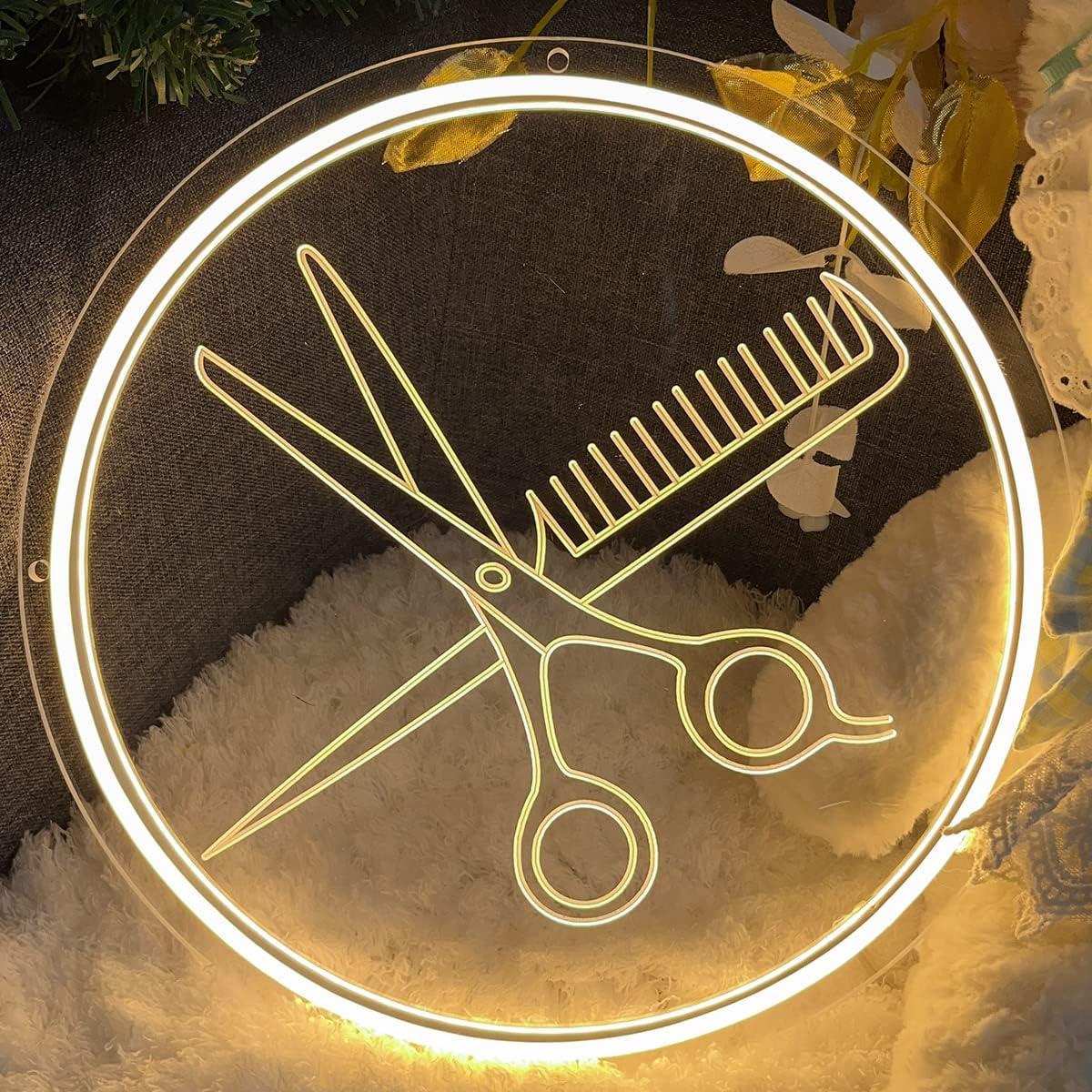 Letrero de Neón LED Tijeras 30x30 cm Decoración Interior