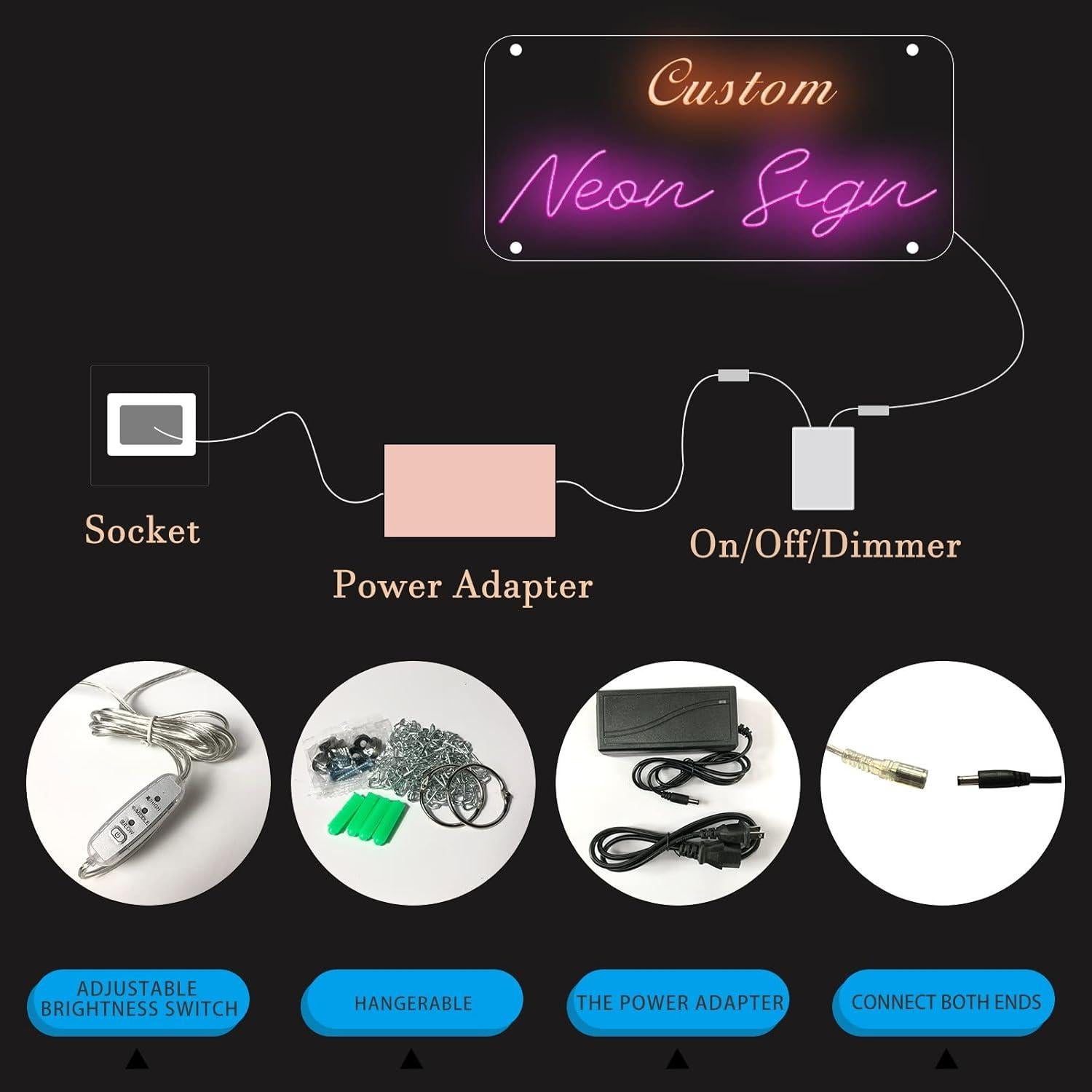 Luz de Neón LED Azul Personalizada 50x31.8 cm ZPLNOSIN