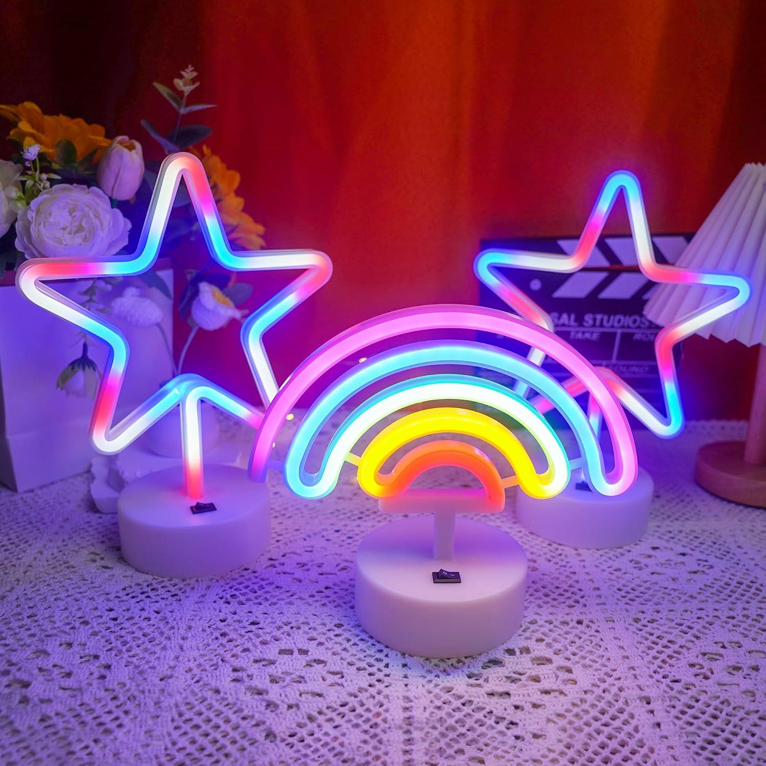 Luz de Neón Arcoíris LED JBEIY para Decoración de Escritorio