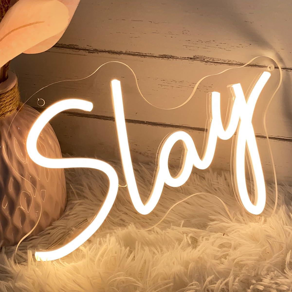 Letrero Neón Personalizado Slay LED 30x21.5 cm Blanco Cálido