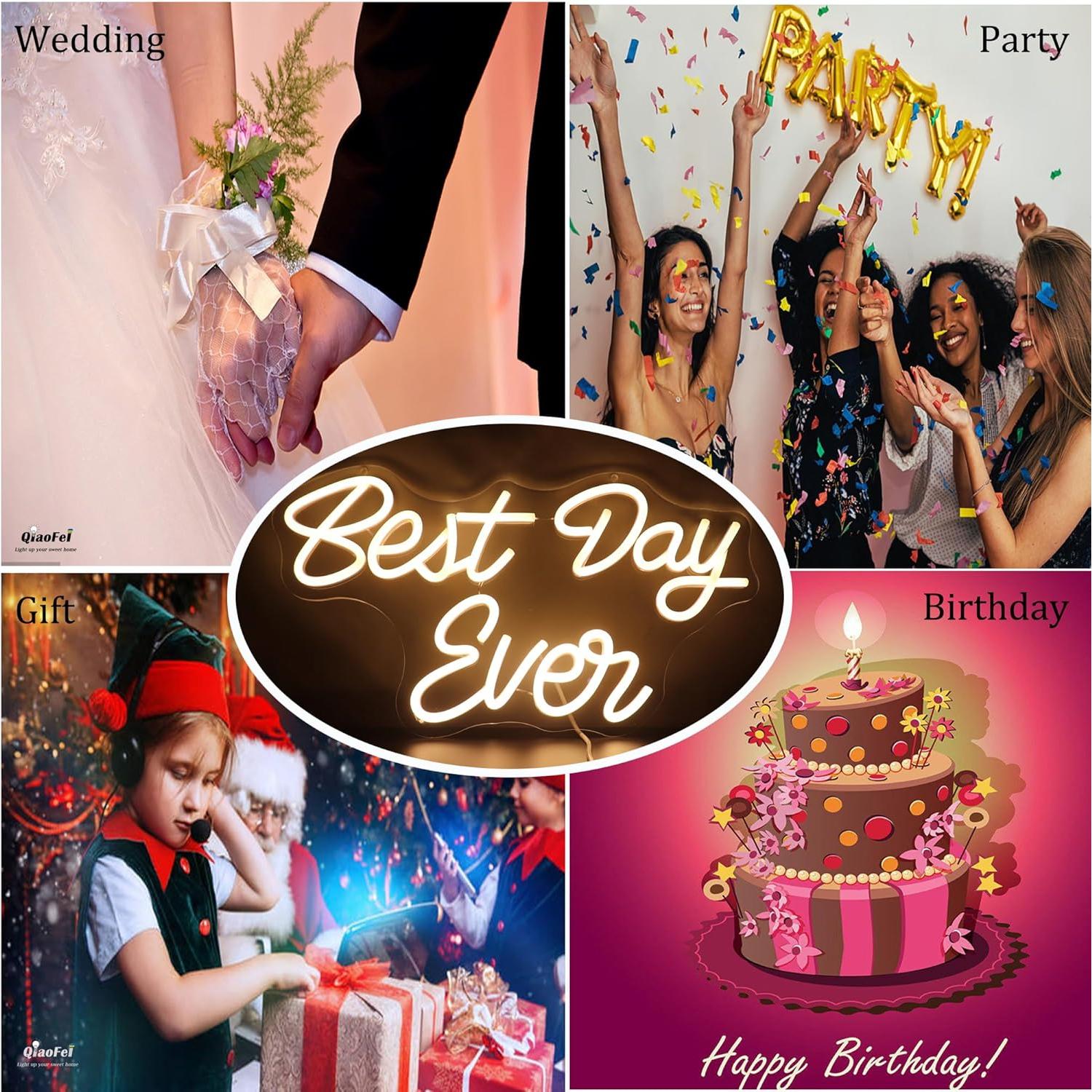 Señal de Neón LED QiaoFei 'Mejor Día Nunca' 42x23 cm