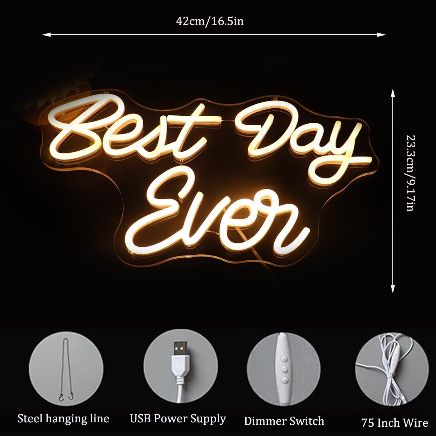 Señal de Neón LED QiaoFei 'Mejor Día Nunca' 42x23 cm