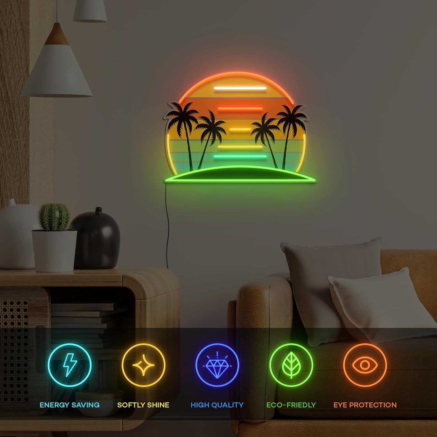 Cartel de Neón Palma Tropical Vital Neon 23x30 cm Luz LED