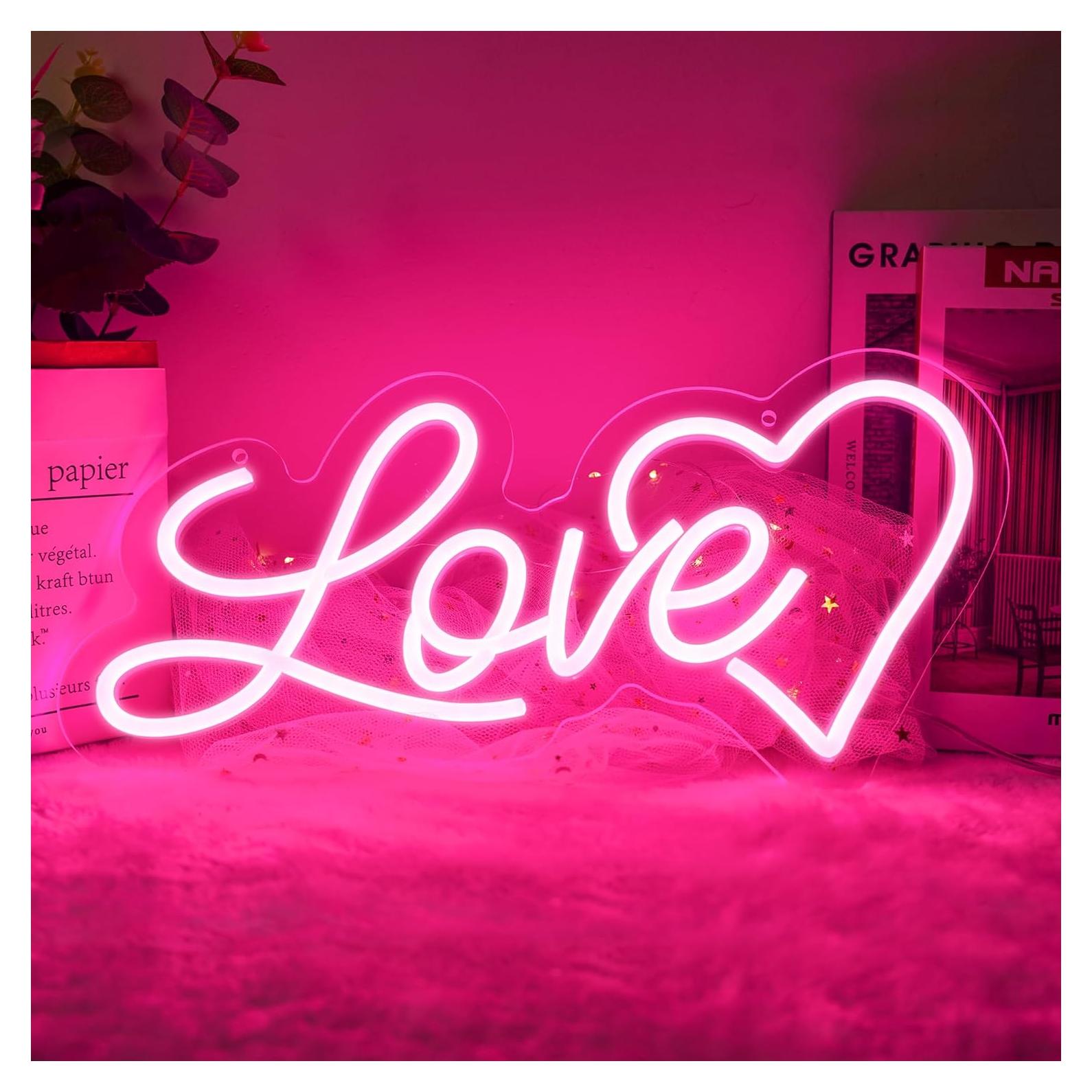 Luz de neón corazón Begooat - 10 niveles atenuación USB