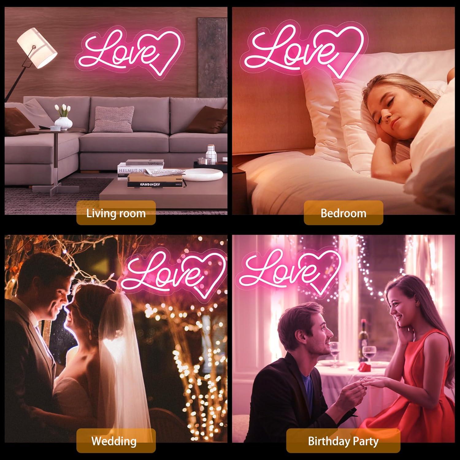 Luz de neón corazón Begooat - 10 niveles atenuación USB