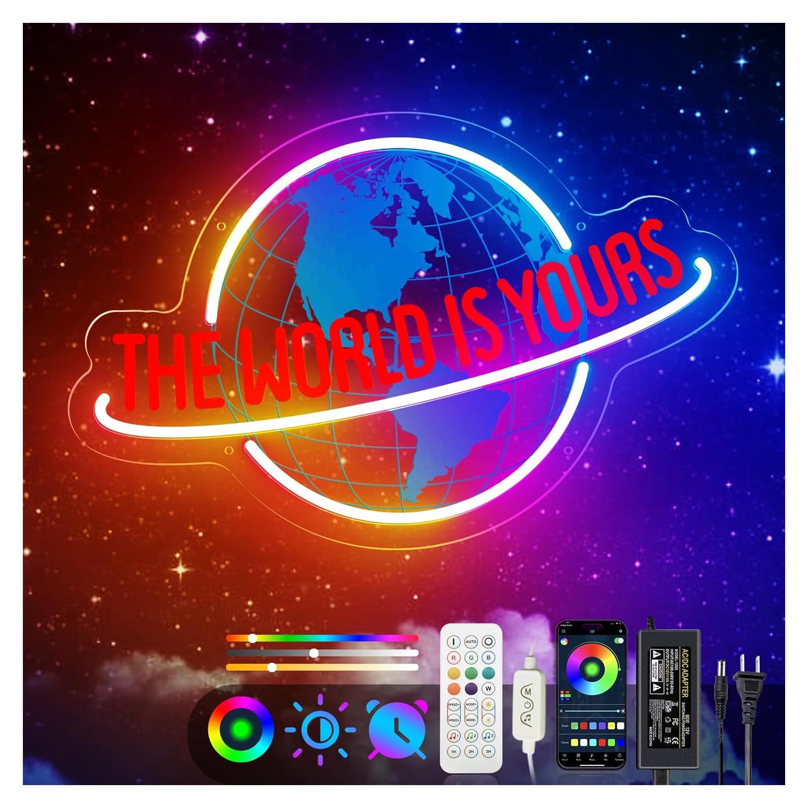 Letrero de Neón El Mundo es Tuyo KiMineon LED Multicolor