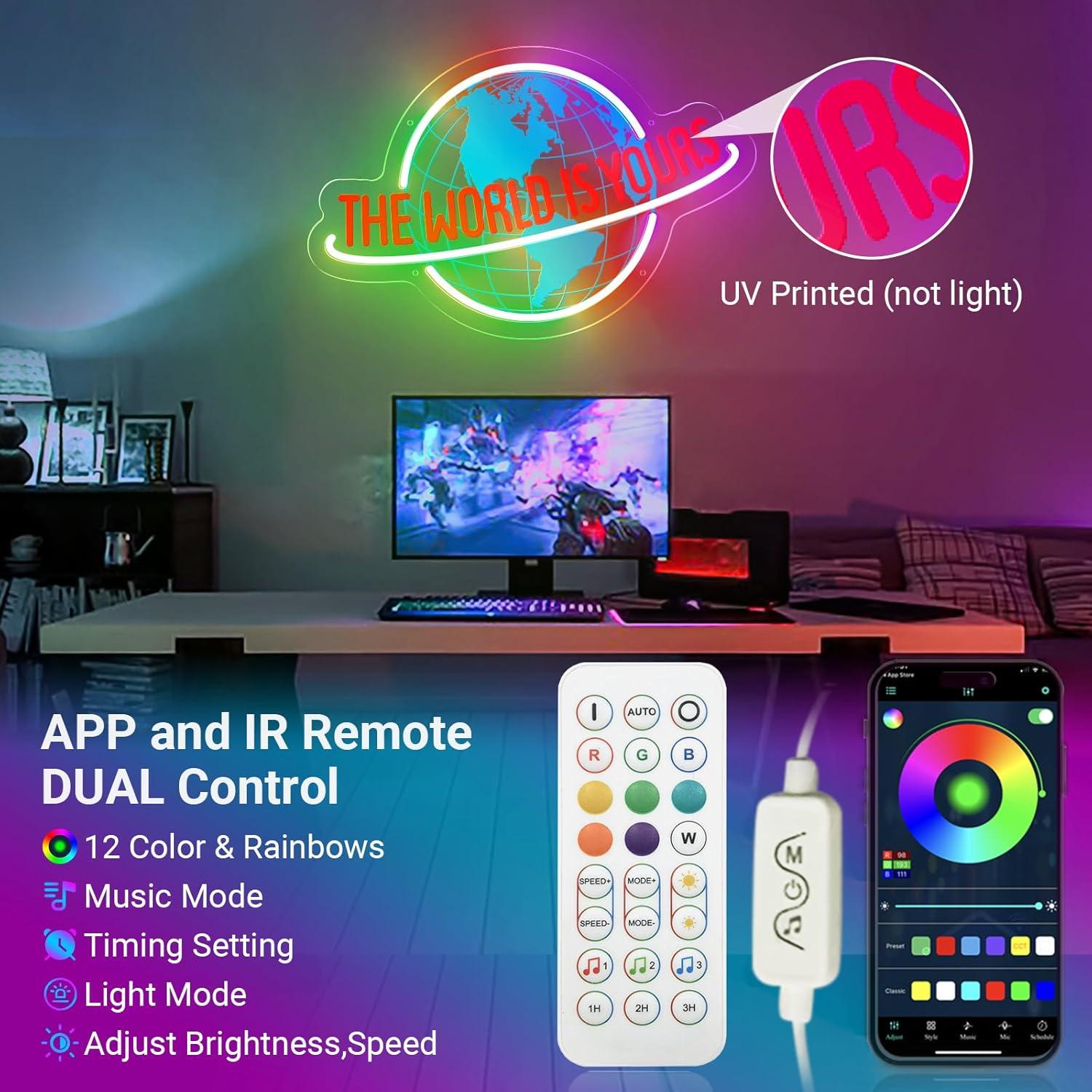 Letrero de Neón El Mundo es Tuyo KiMineon LED Multicolor