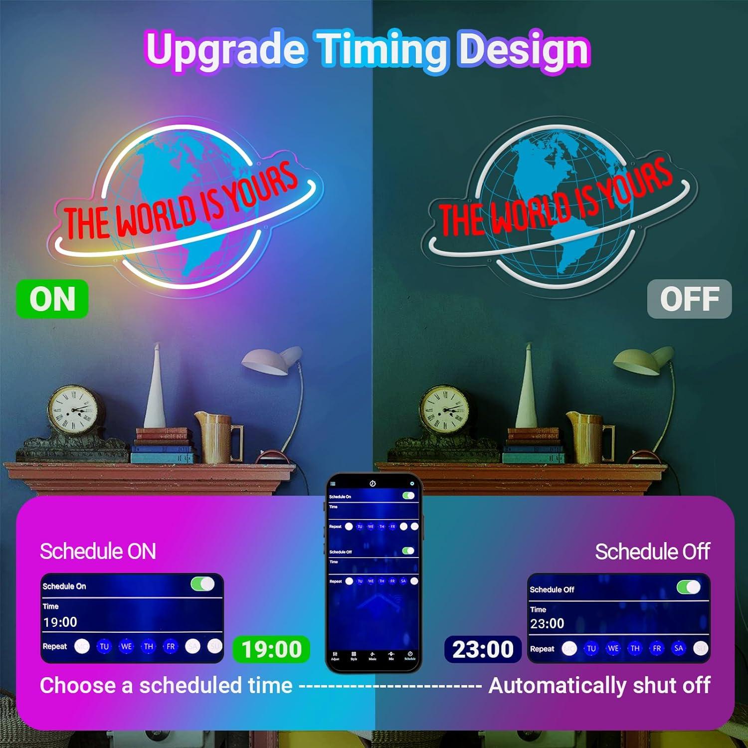 Letrero de Neón El Mundo es Tuyo KiMineon LED Multicolor