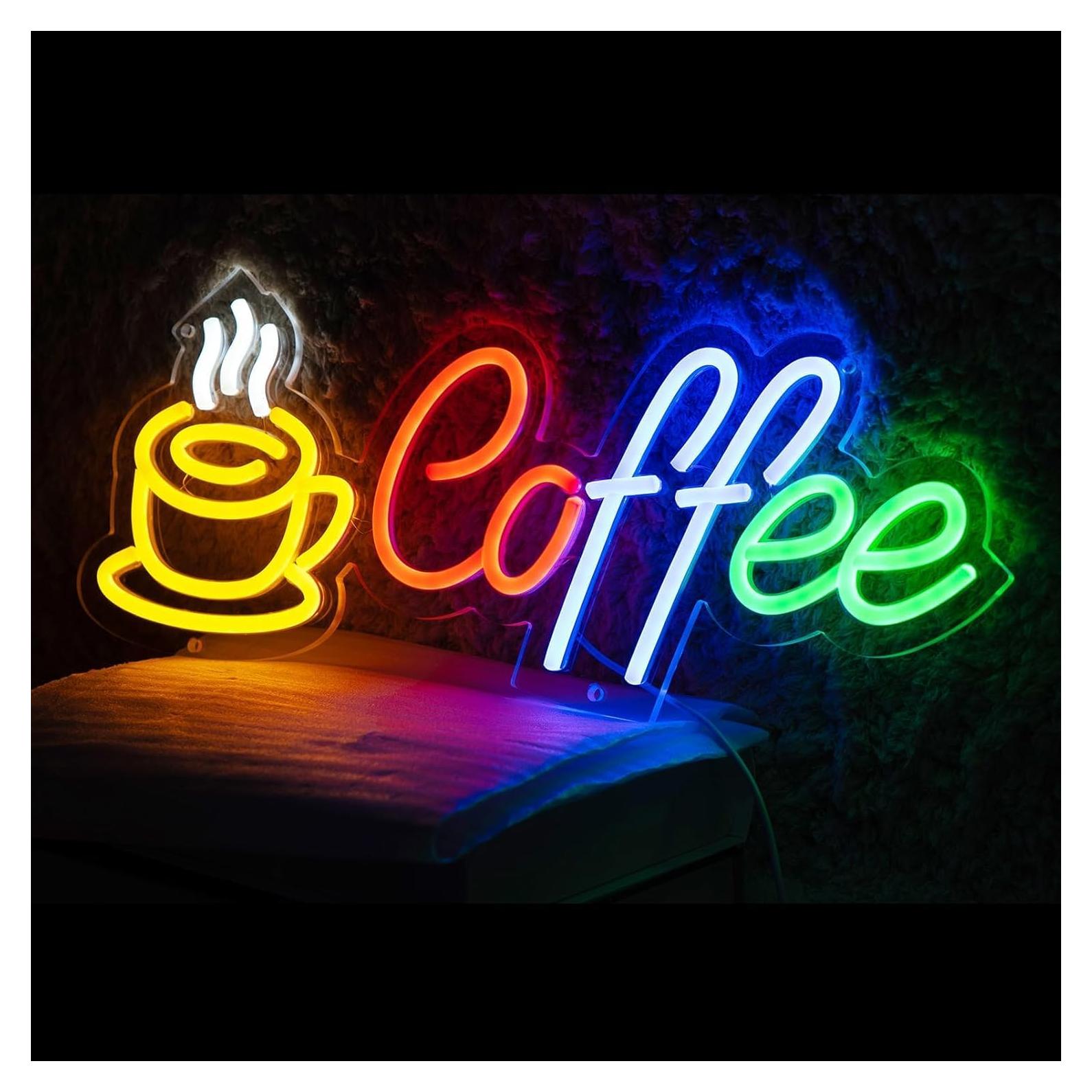 Cartel de Neón Café Moneter 45x19.6 cm Decoración Pared