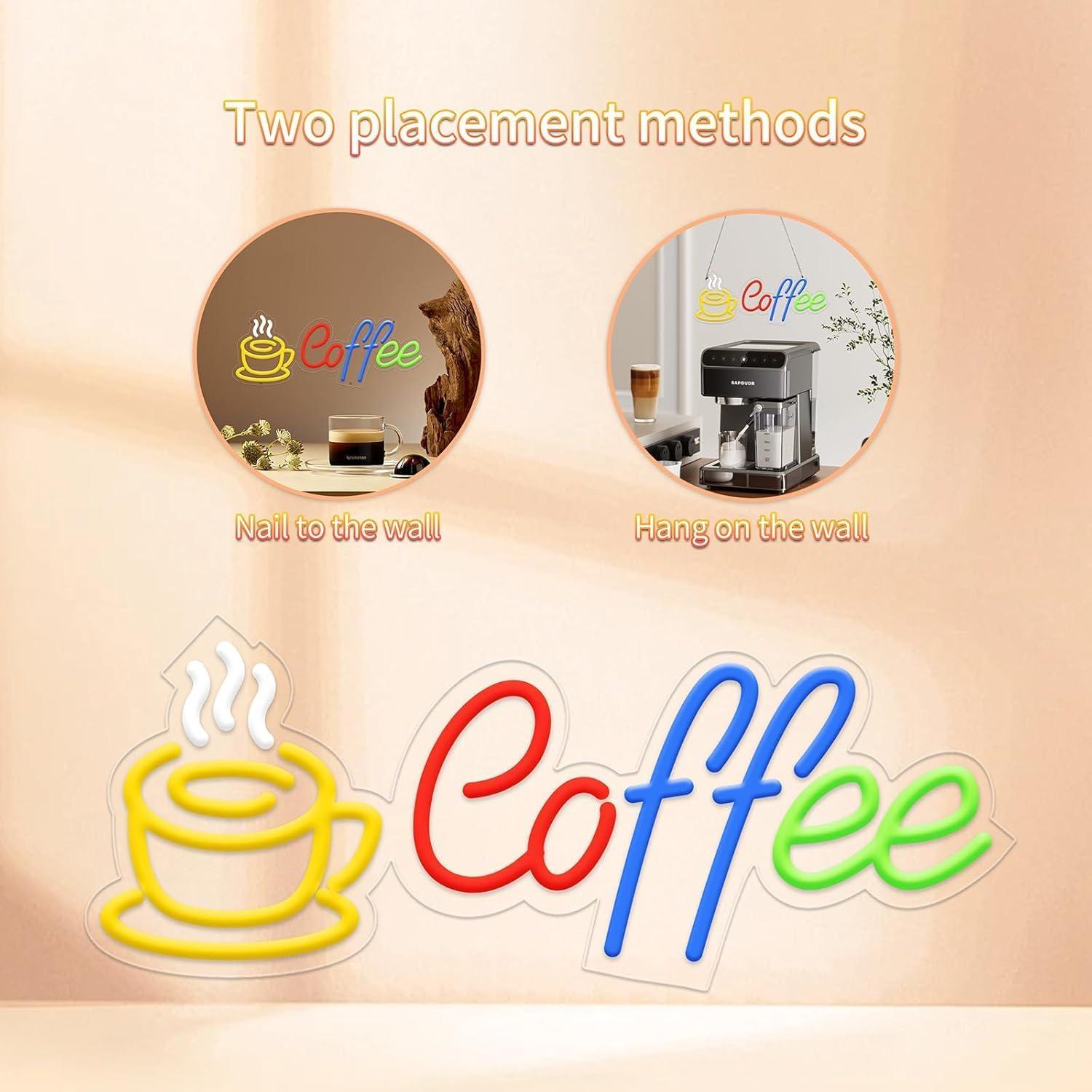 Cartel de Neón Café Moneter 45x19.6 cm Decoración Pared