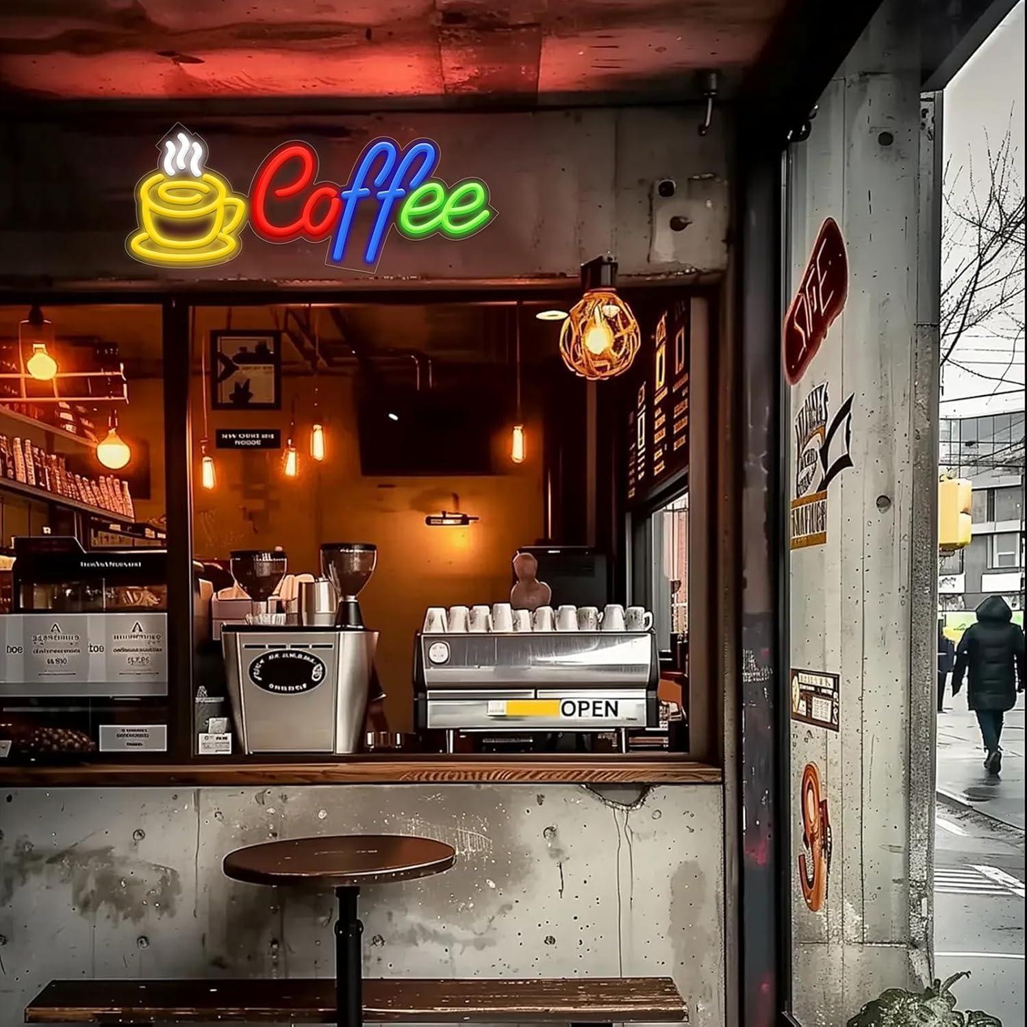 Cartel de Neón Café Moneter 45x19.6 cm Decoración Pared