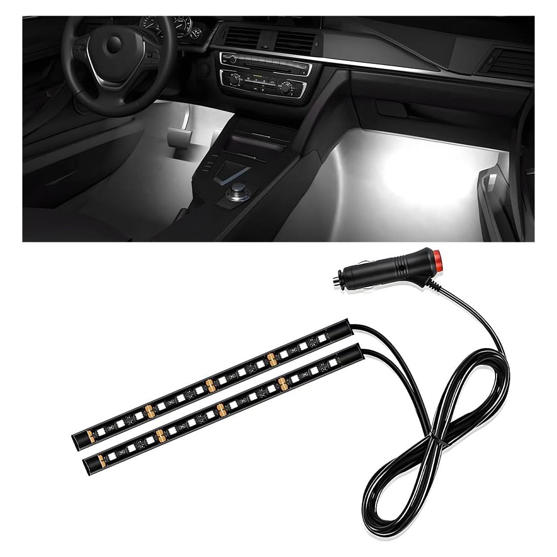 Tira de Luz LED Interior de Coche Wevdn 12V Blanca 22.5x19.1cm