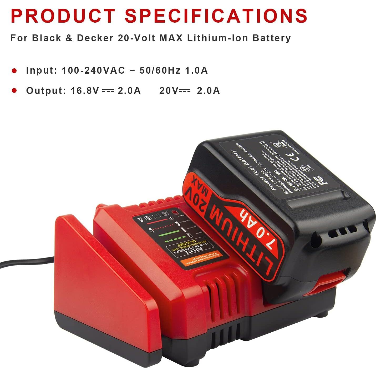 Cargador Rápido 20V BLACK+DECKER BDCAC202B Li-Ion