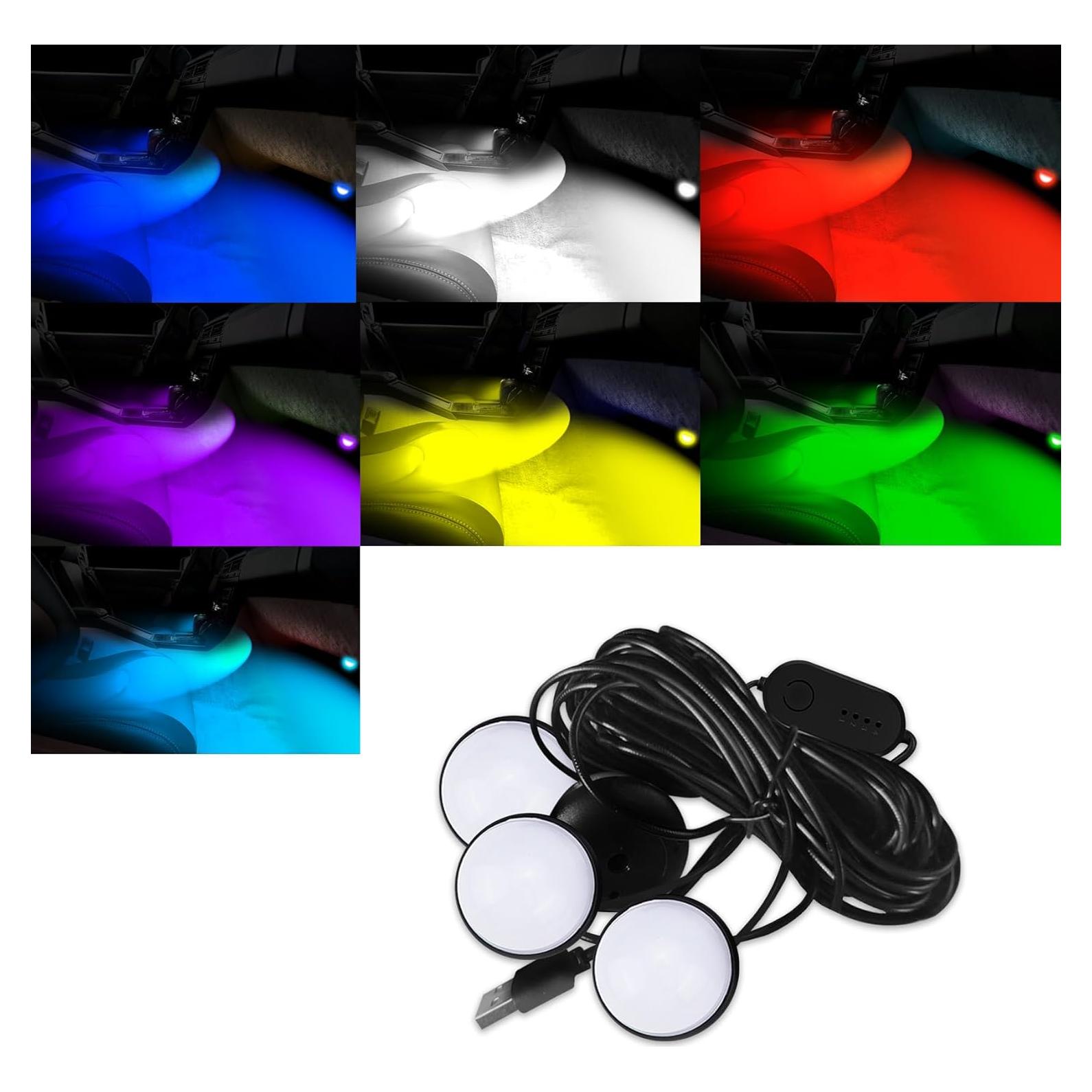 Luces LED RGOAANC para Pedales de Coche, RGB, 1.7m y 2.2m