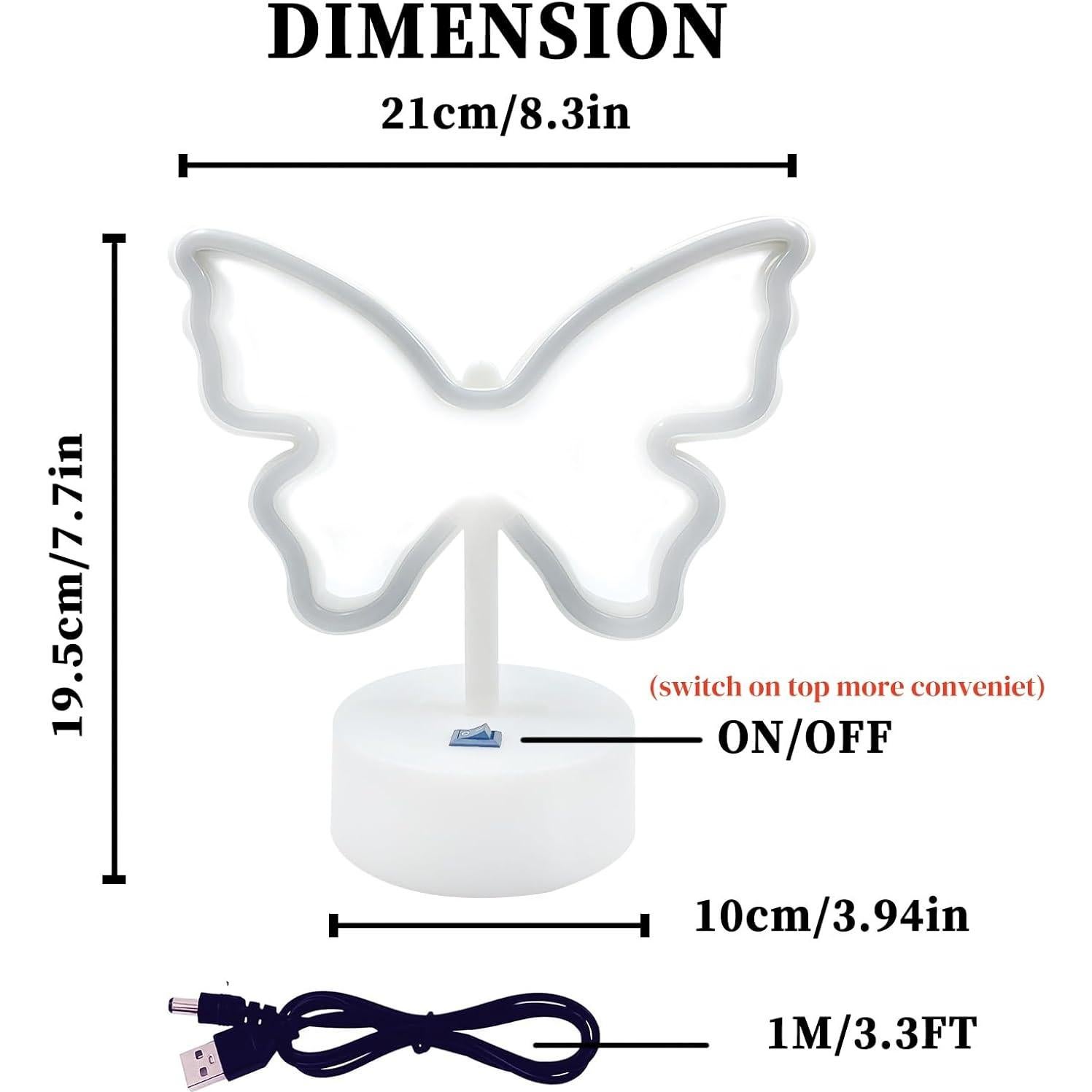 Luz de Neón Mariposa Multicolor Gpurplebud - 20 cm