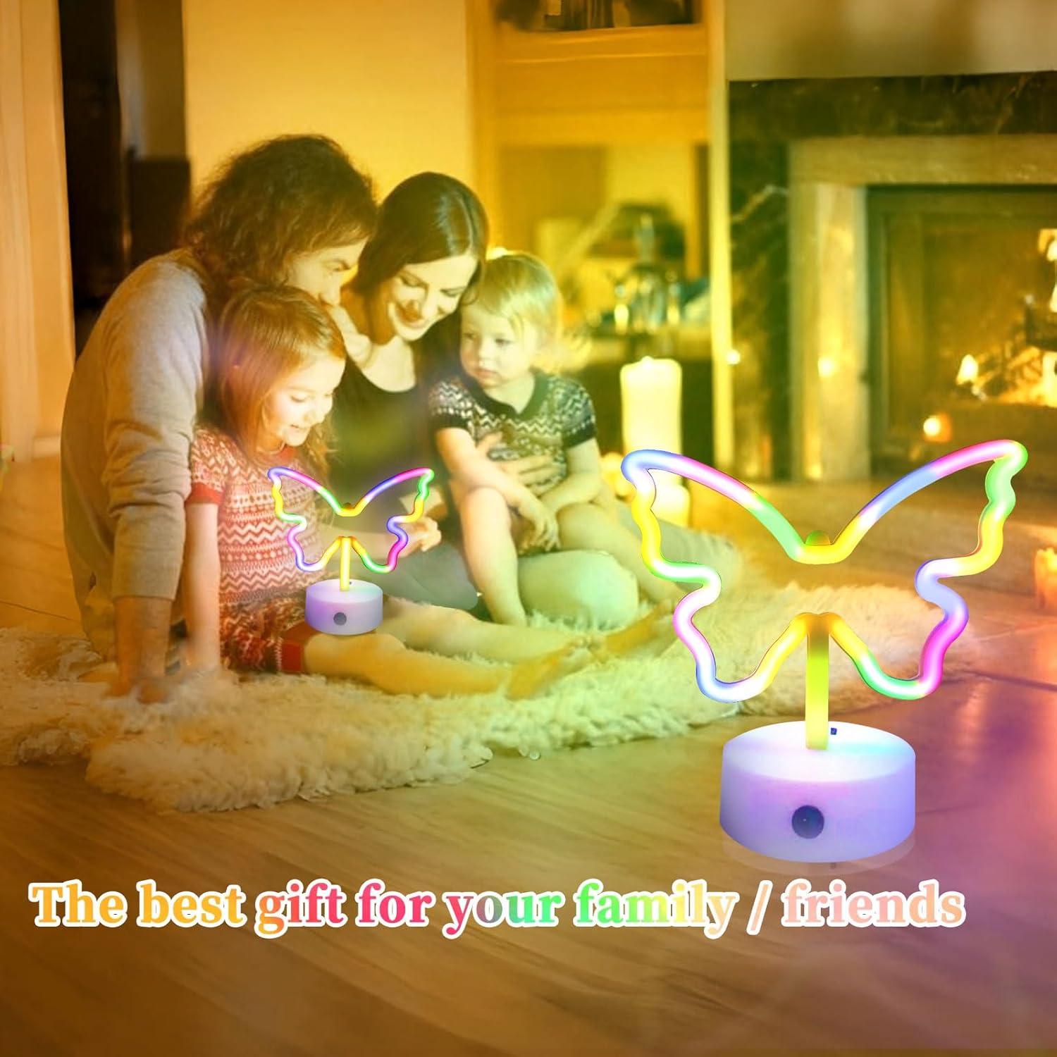 Luz de Neón Mariposa Multicolor Gpurplebud - 20 cm