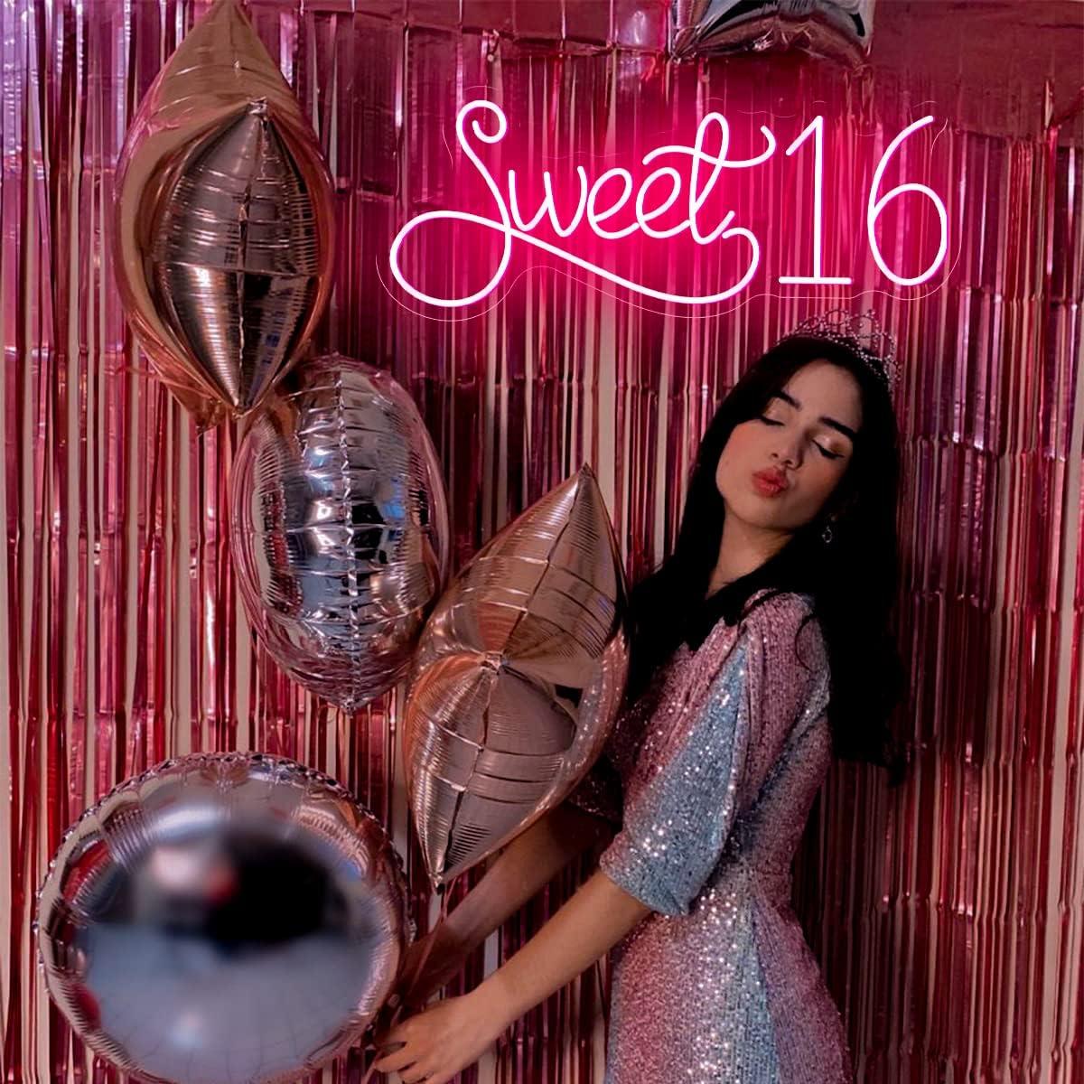 Cartel de Neón Sweet 16 Rosa LED Dimmable 50.8x20.3 cm