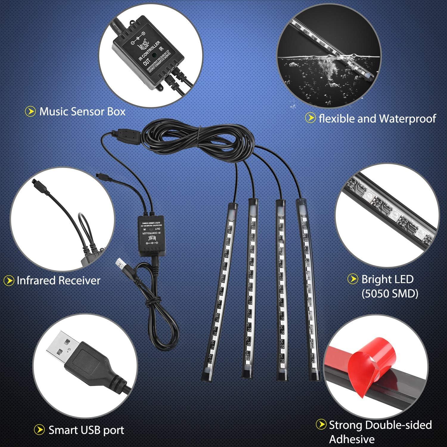 Tira de Luz LED Nilight TR-12 48 LEDs USB Multicolor Coche