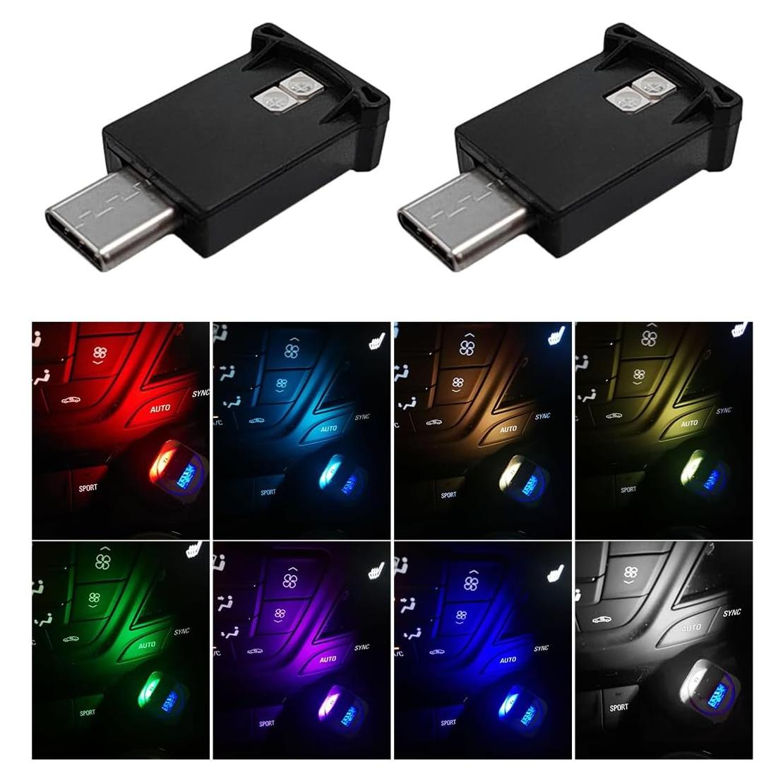 Luz Ambiental LED USB-C Yourkar 2 PCS Multicolor 8 Colores
