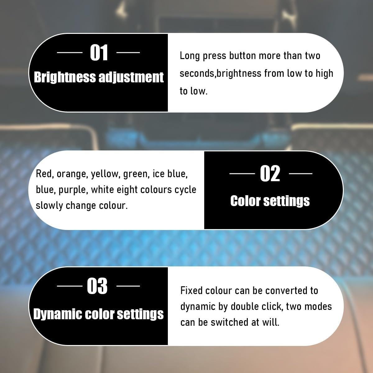 Luz Ambiental LED USB-C Yourkar 2 PCS Multicolor 8 Colores