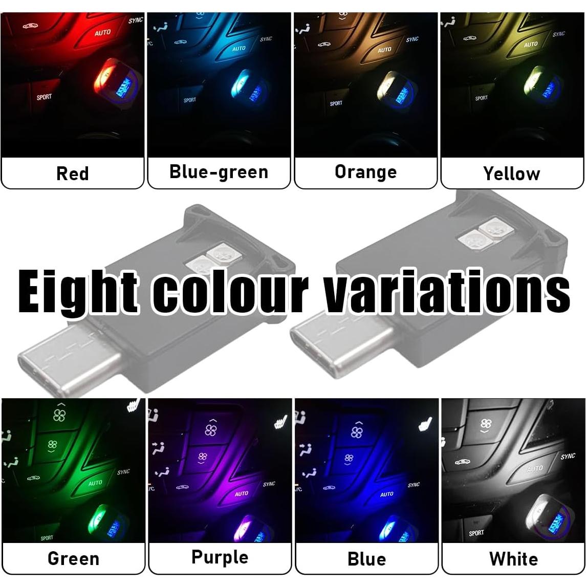 Luz Ambiental LED USB-C Yourkar 2 PCS Multicolor 8 Colores