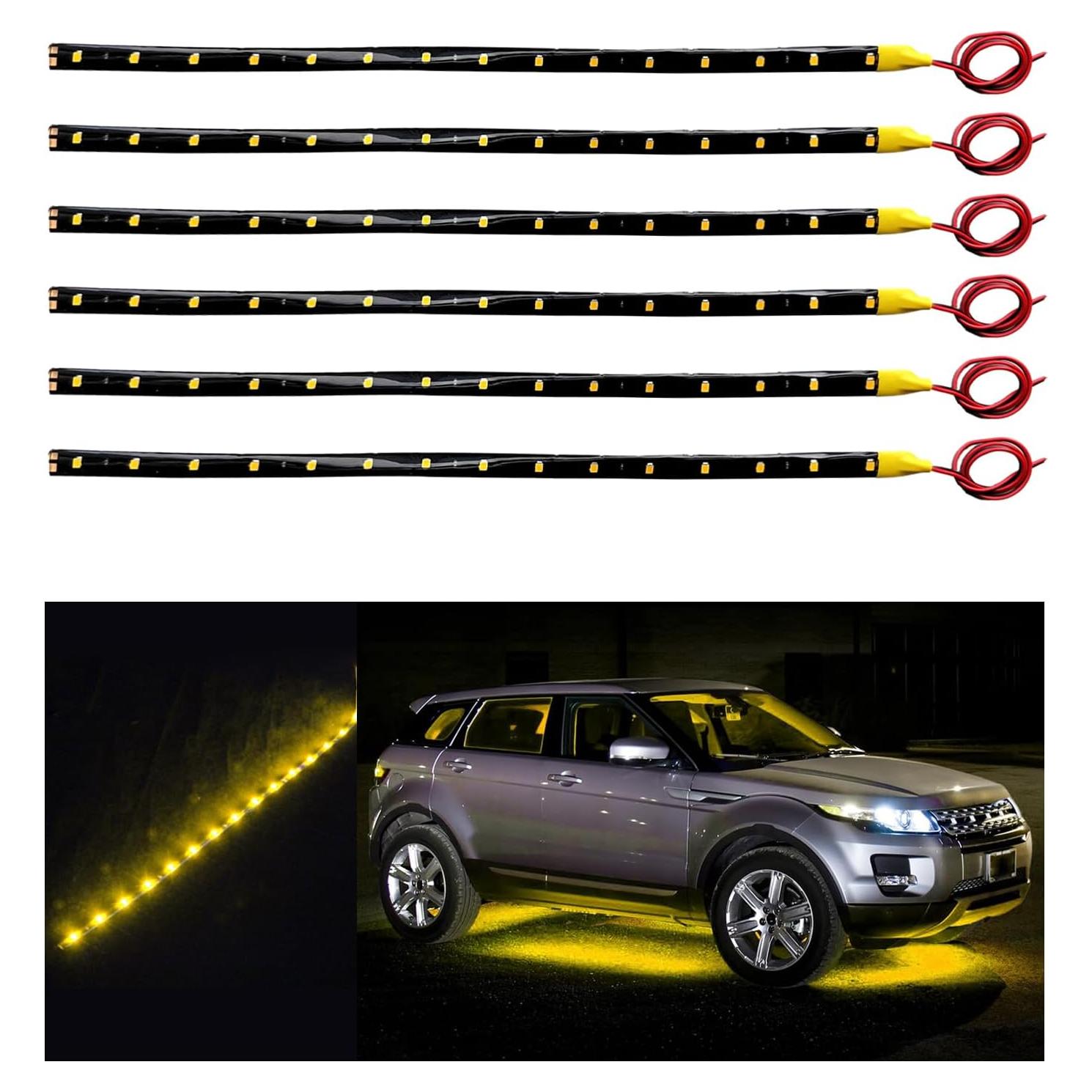 Tira de Luz LED Bajo Carro Dickno Amarillo 6 Pcs 30.48 cm