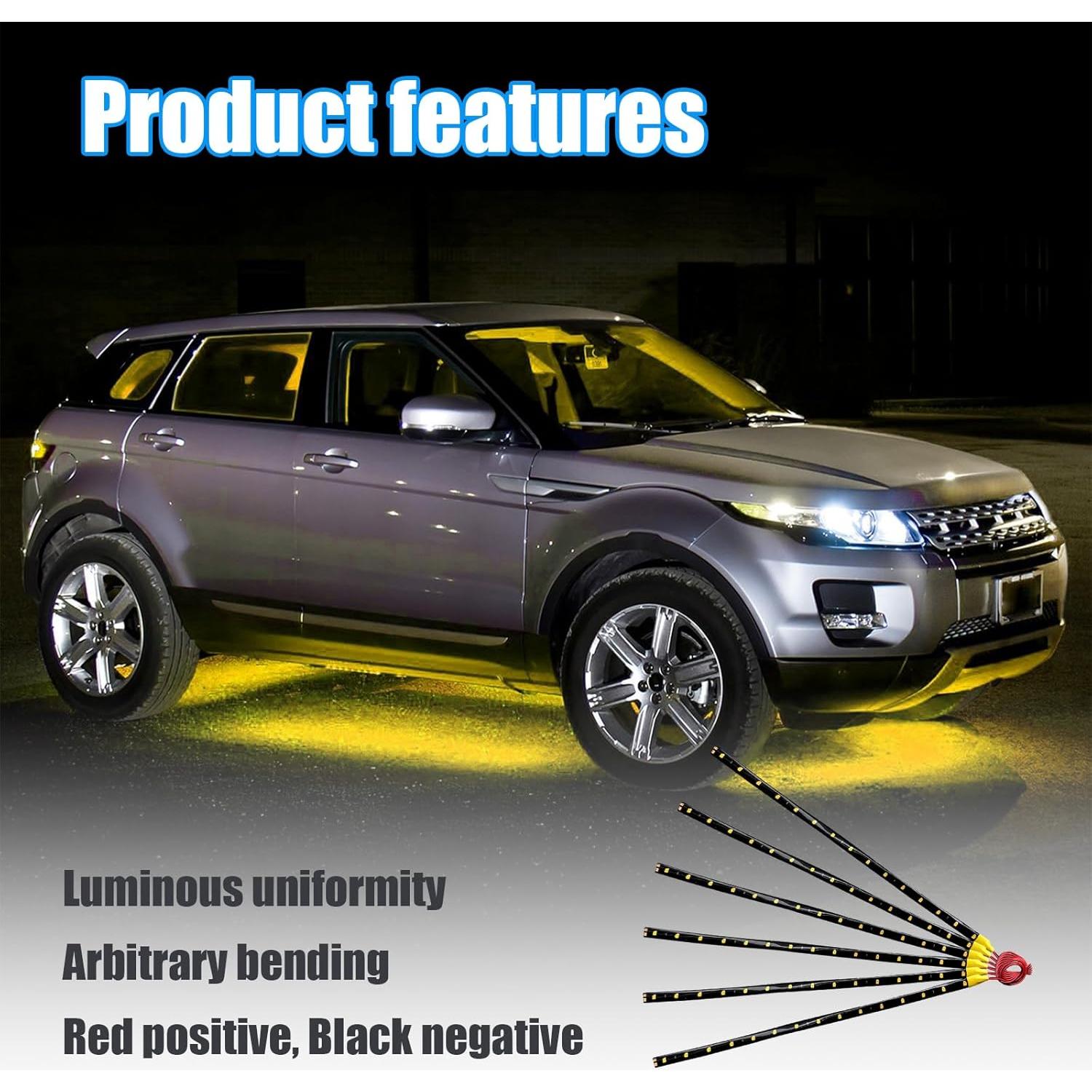 Tira de Luz LED Bajo Carro Dickno Amarillo 6 Pcs 30.48 cm