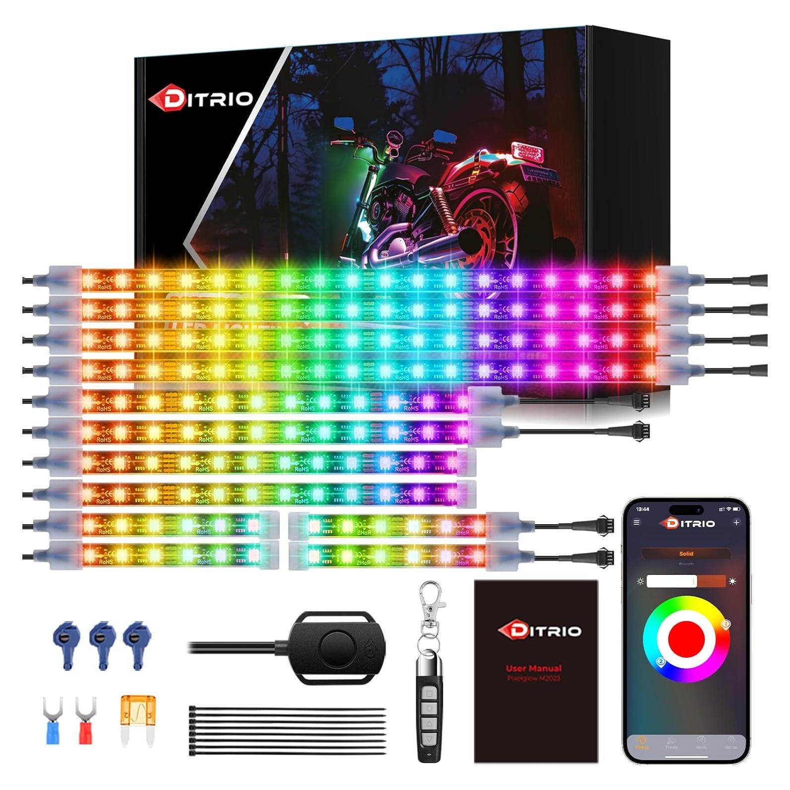 Kit de luces LED DITRIO 12 piezas Pixelglow para motos