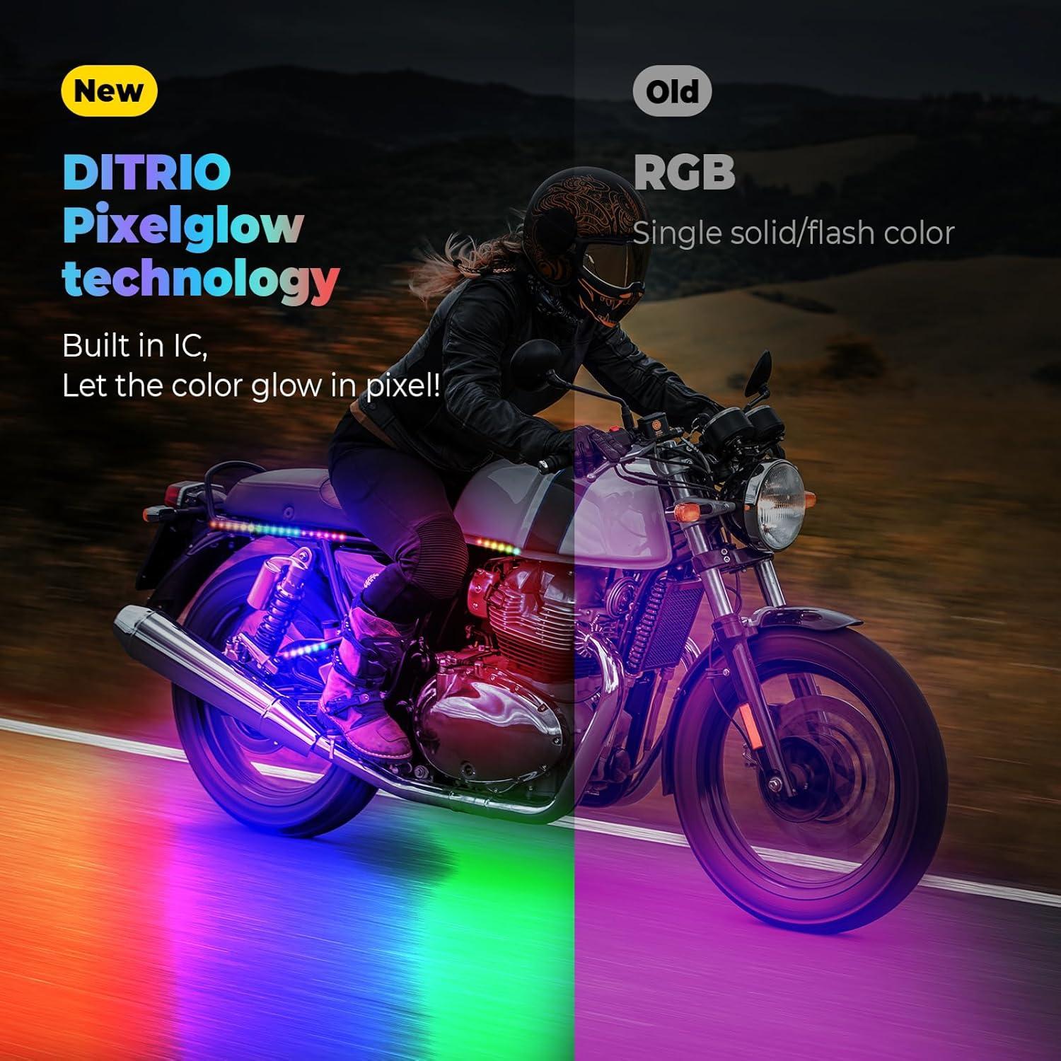 Kit de luces LED DITRIO 12 piezas Pixelglow para motos