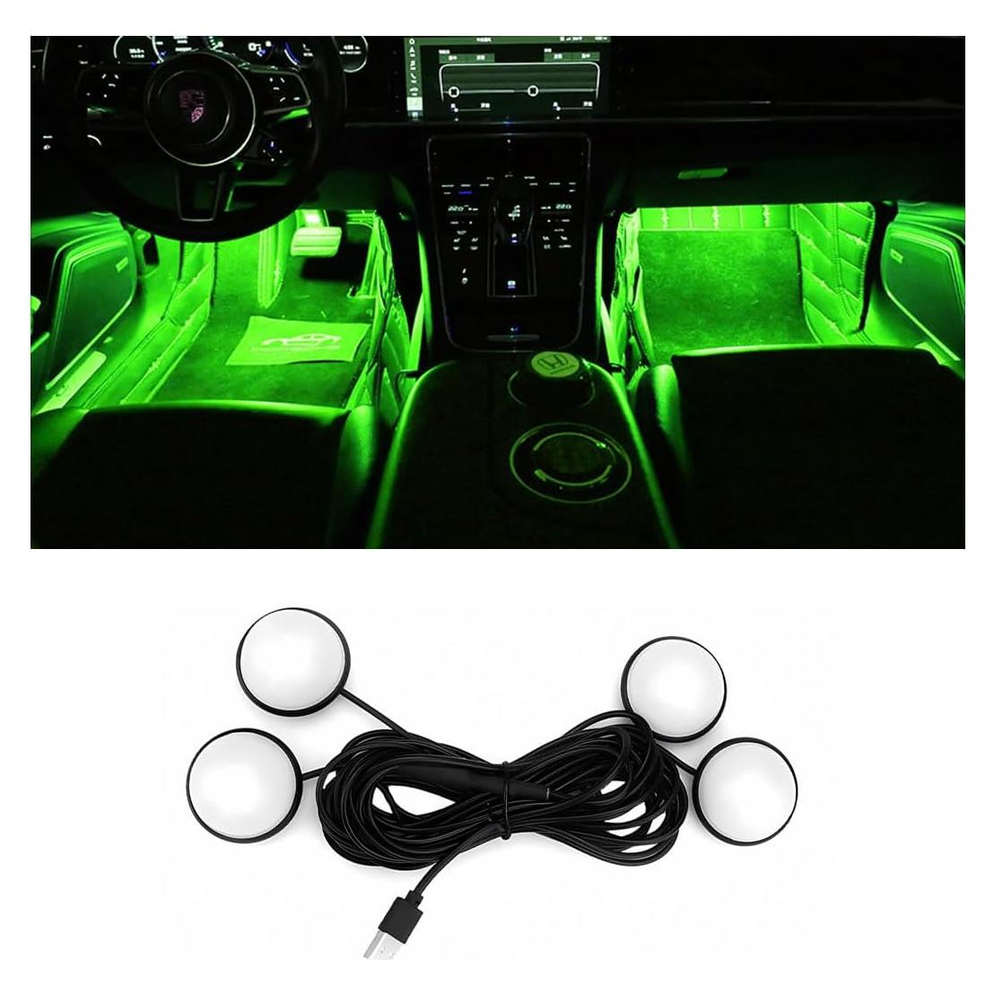 Luces LED Ambientales para Automóvil BESULEN Verde USB 4 Piezas